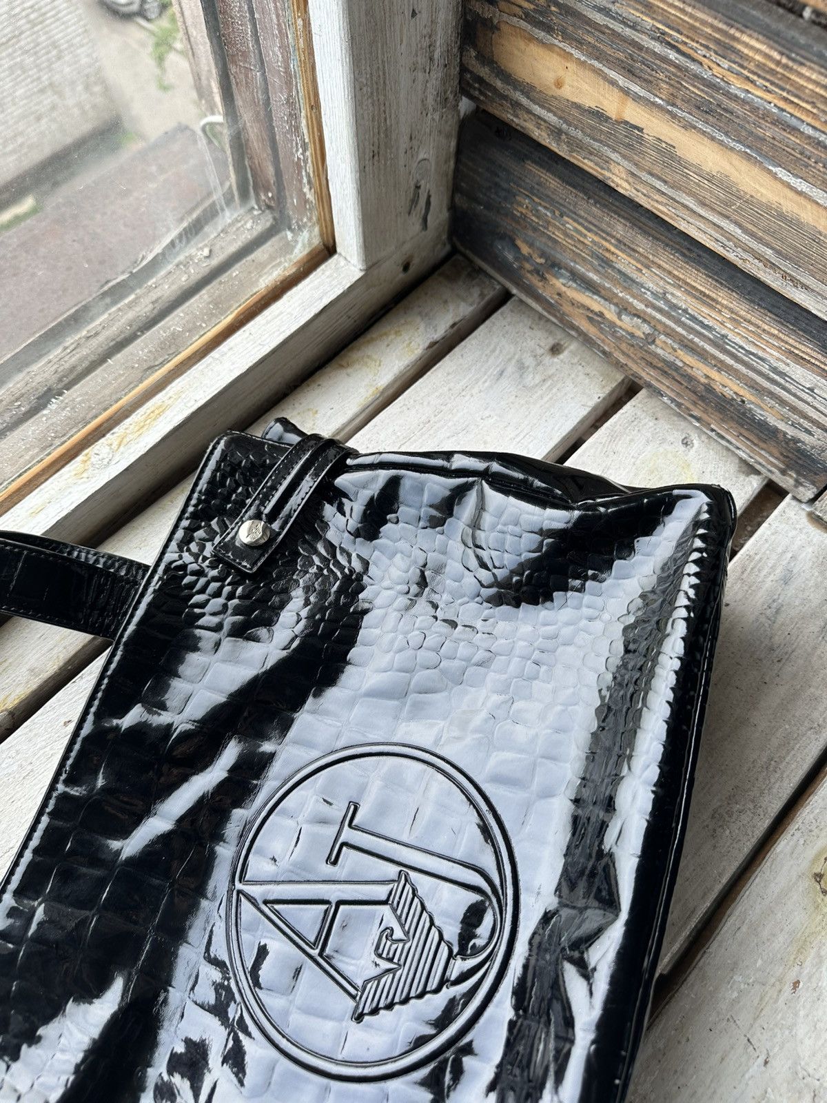 Armani 🚨ARMANI JEANS TOTE BAG VINTAGE BLACK LOGO Size ONE SIZE - 3 Thumbnail