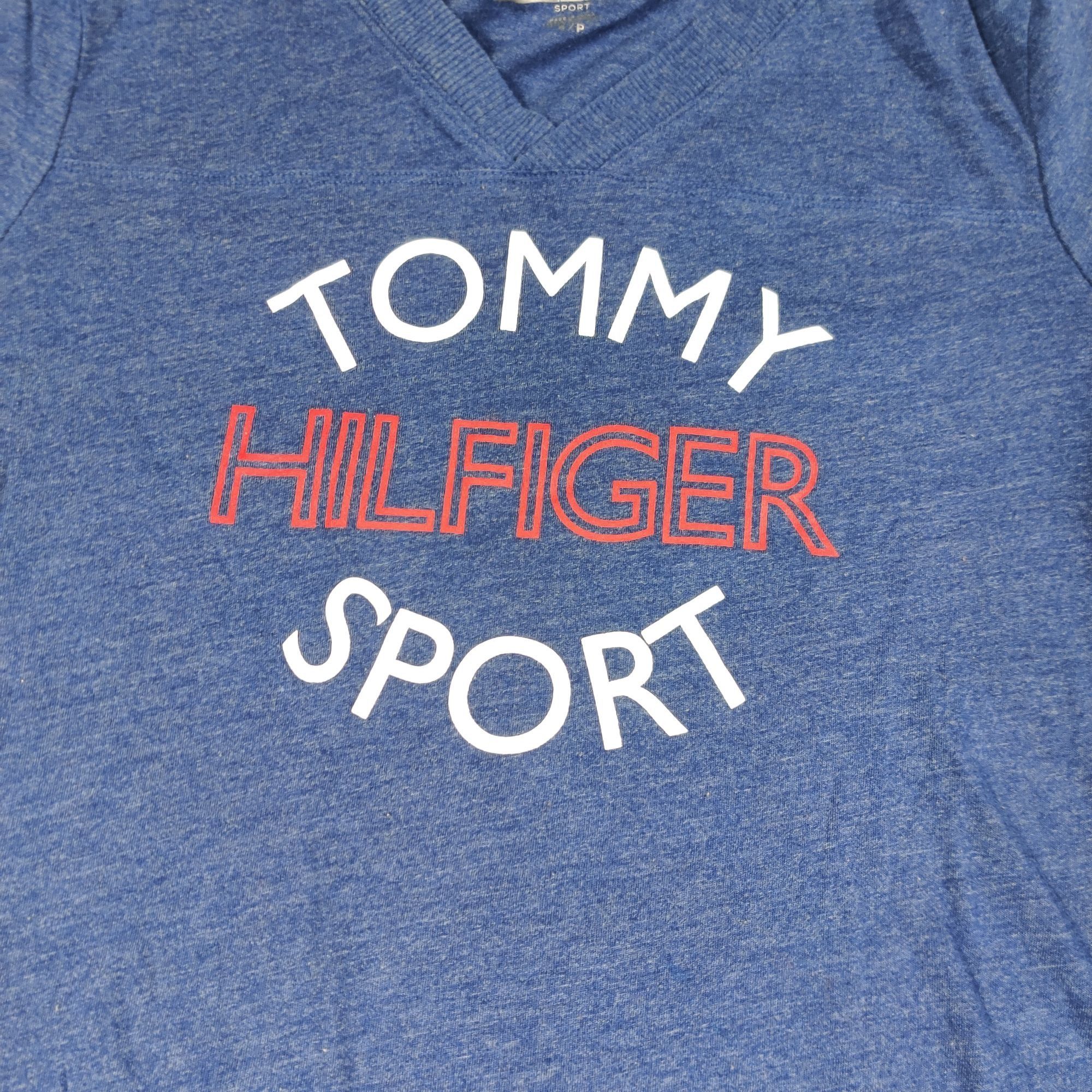 Tommy Hilfiger Tommy Hilfiger Sport S Blue V-Neck Logo Tee Graphic T-Shirt Size S / US 4 / IT 40 - 3 Thumbnail