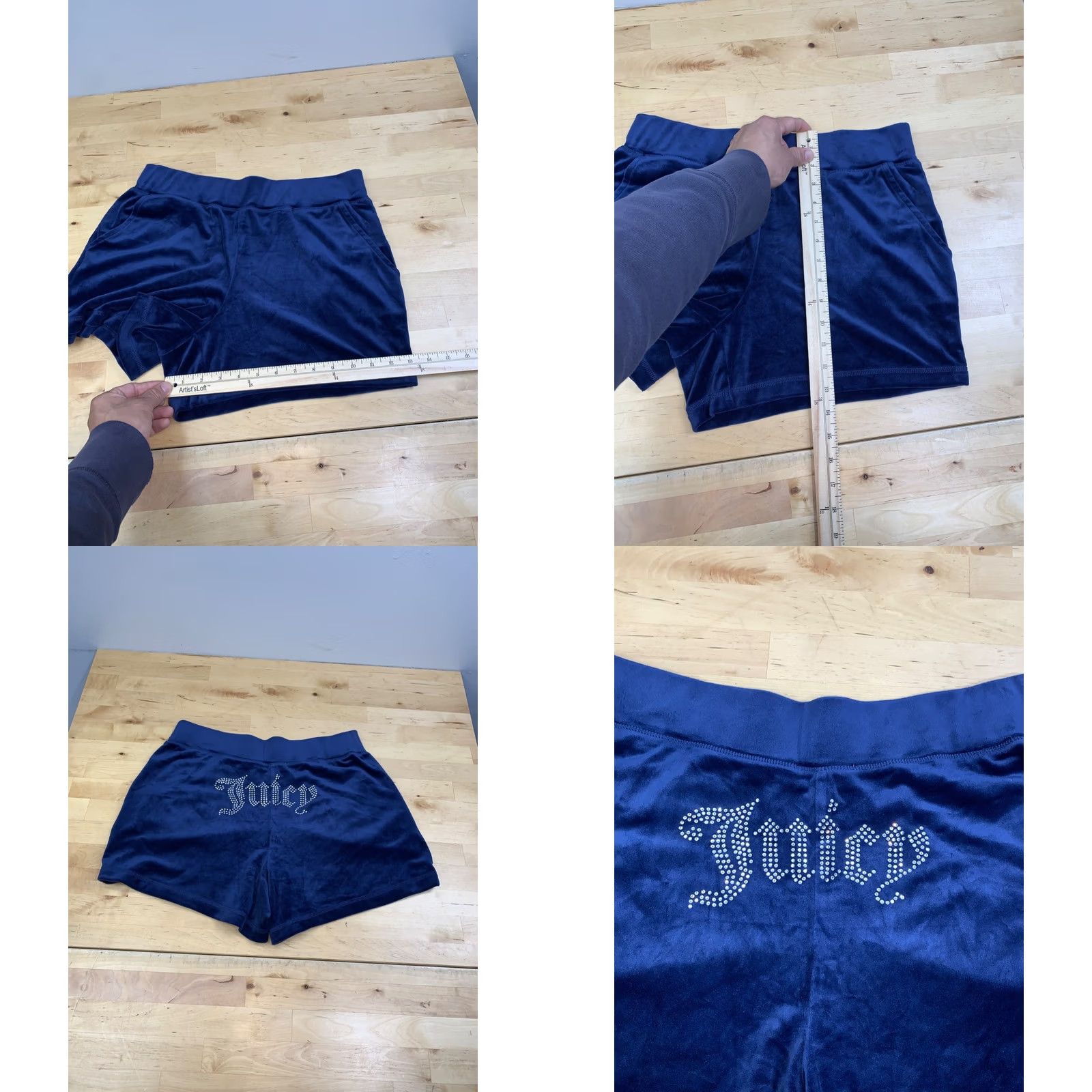 Juicy Couture Juicy Couture Velour Track Shorts Women M Blue Rhinestone Y2K 13173 Size 32" / US 10 / IT 46 - 8 Thumbnail