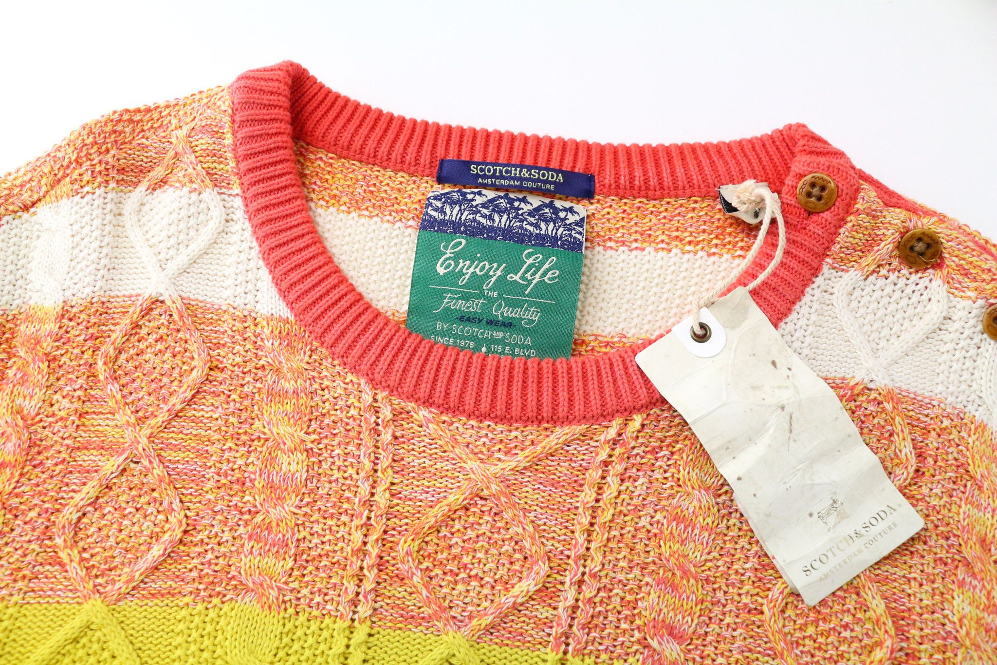 Scotch & Soda AMS COUTURE M Orange Cotton Striped Knit Jumper 74406 Size US M / EU 48-50 / 2 - 3 Thumbnail