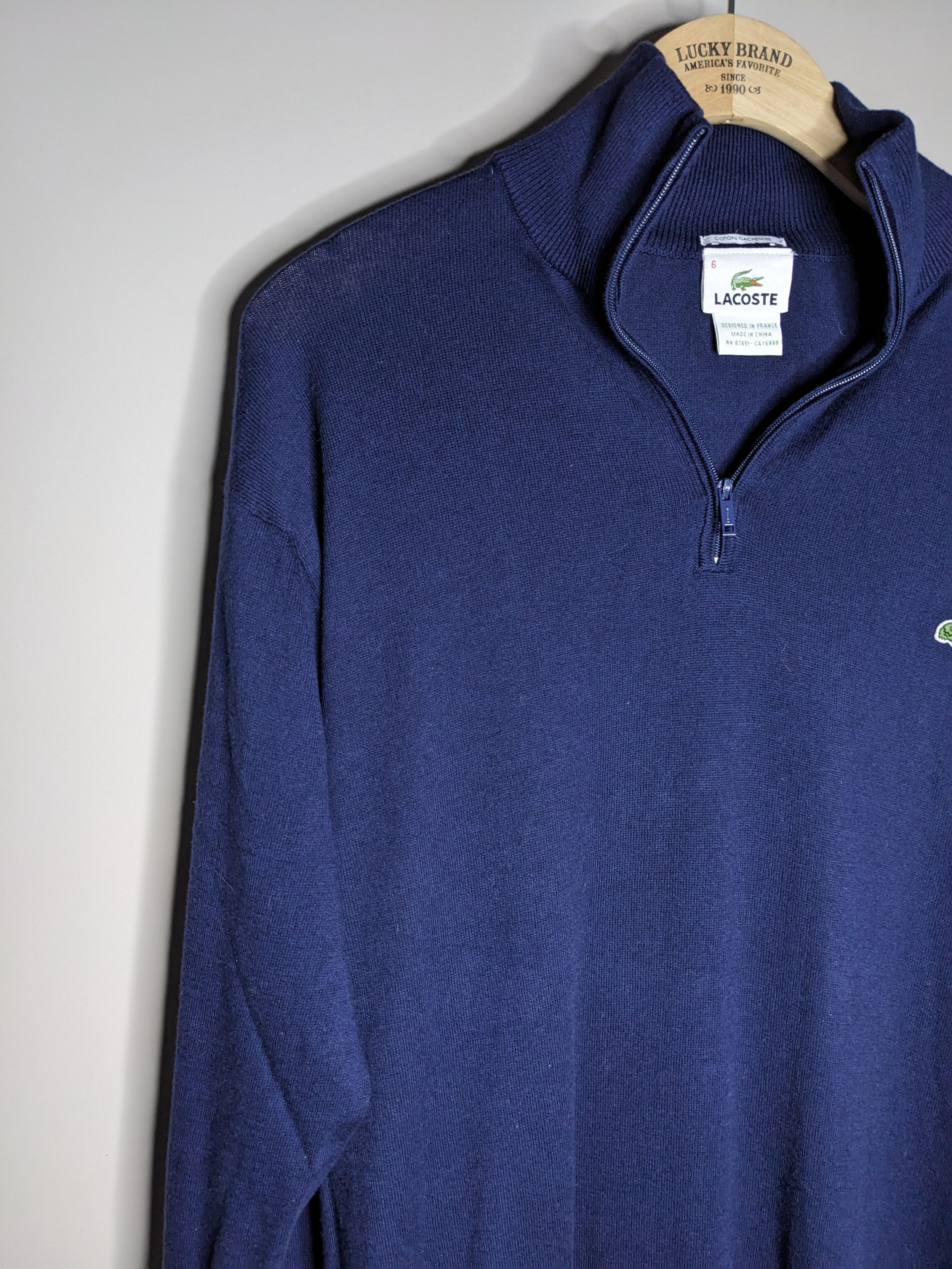 Lacoste Lacoste Quarter Zip Knit Sweater Cashmere Mens XL Mock Neck Size US XL / EU 56 / 4 - 5 Thumbnail