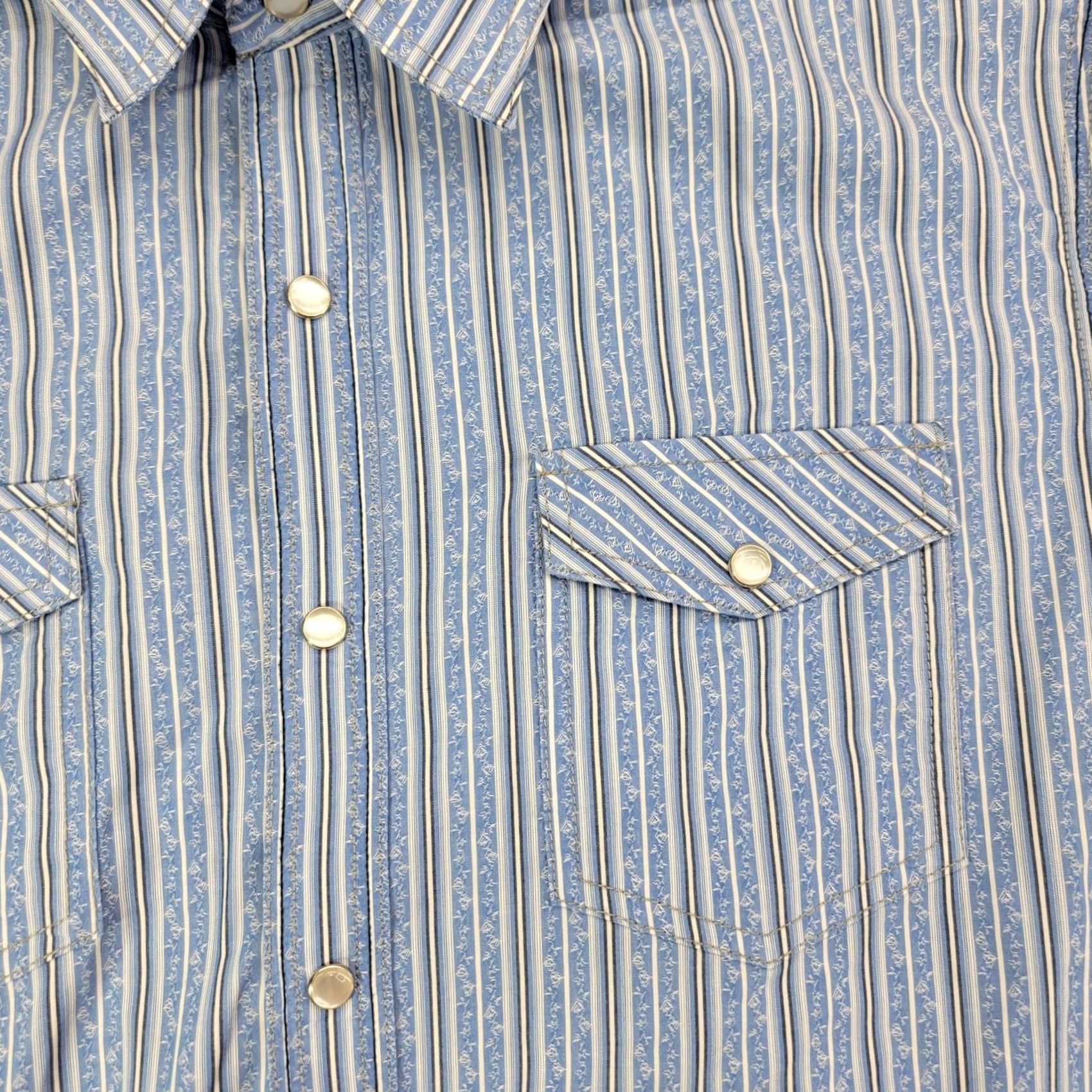 Vintage Age Of Wisdom Shirt Mens L Blue Striped Long Sleeve Snap Front Western Casual Size US L / EU 52-54 / 3 - 2 Thumbnail