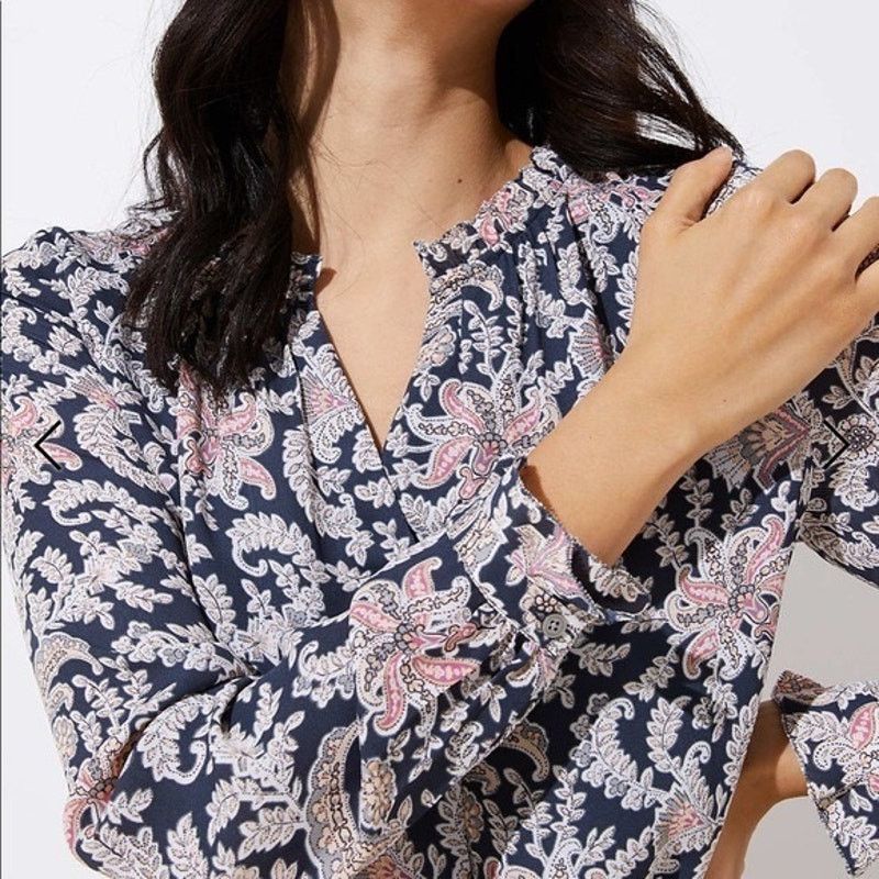 Ann Taylor LOFT Coastal Grey Vine Ruffle Trim Shift Dress -NWT Size S / US 4 / IT 40 - 4 Thumbnail