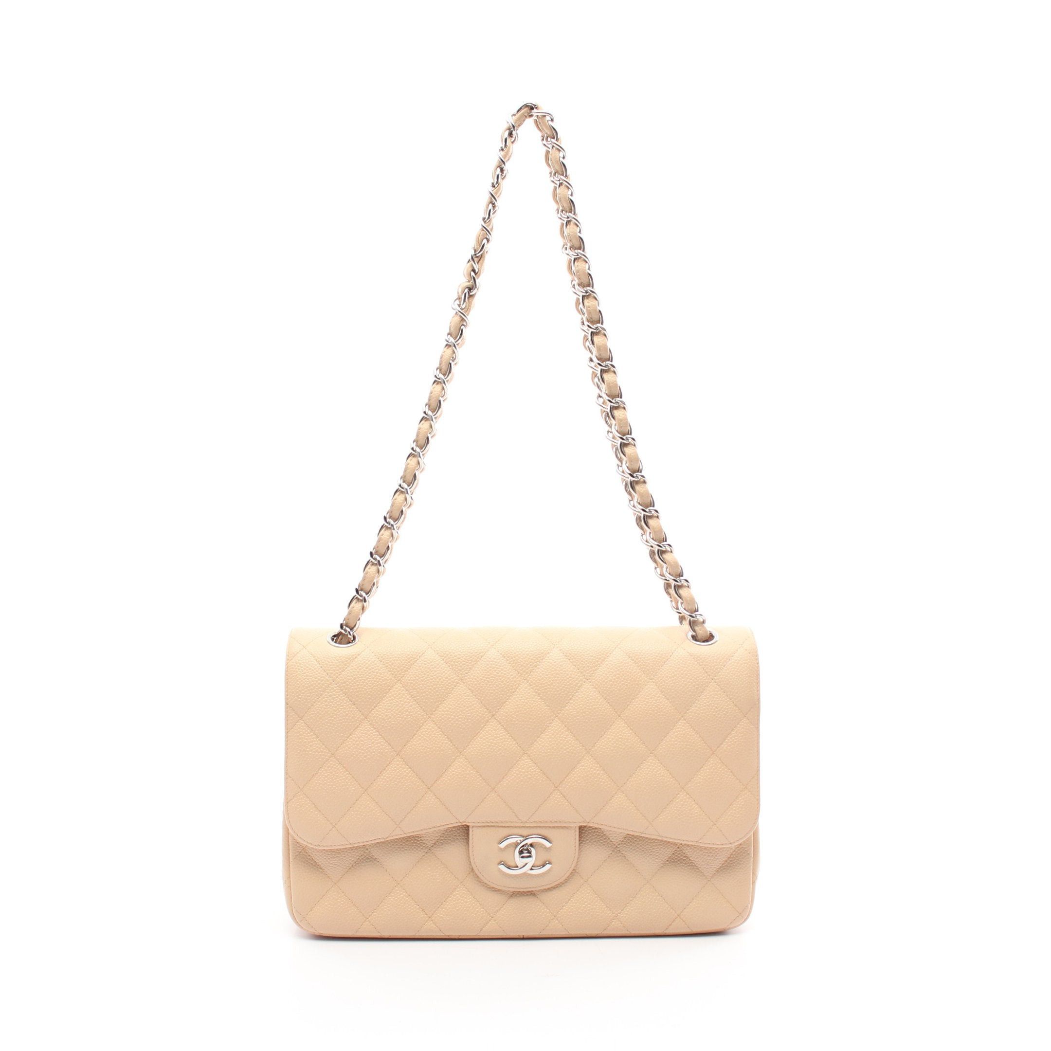 Chanel Chanel Decamatlassé 30 Classic Large Double Flap Chain Shoulder Bag Caviar Skin Beige · Size ONE SIZE - 1 Thumbnail