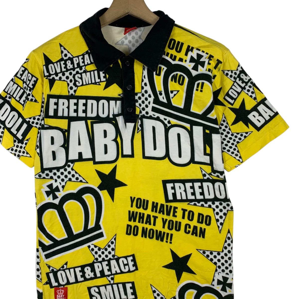 Vintage Vintage BABY DOLL FREEDOM Over Print AOP Polo Tee Shirt Size M / US 6-8 / IT 42-44 - 3 Thumbnail