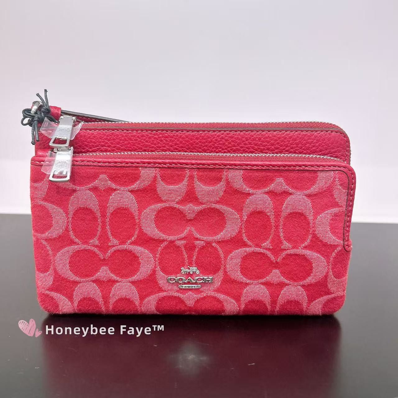Double Zip Wallet In Signature Denim CDN22