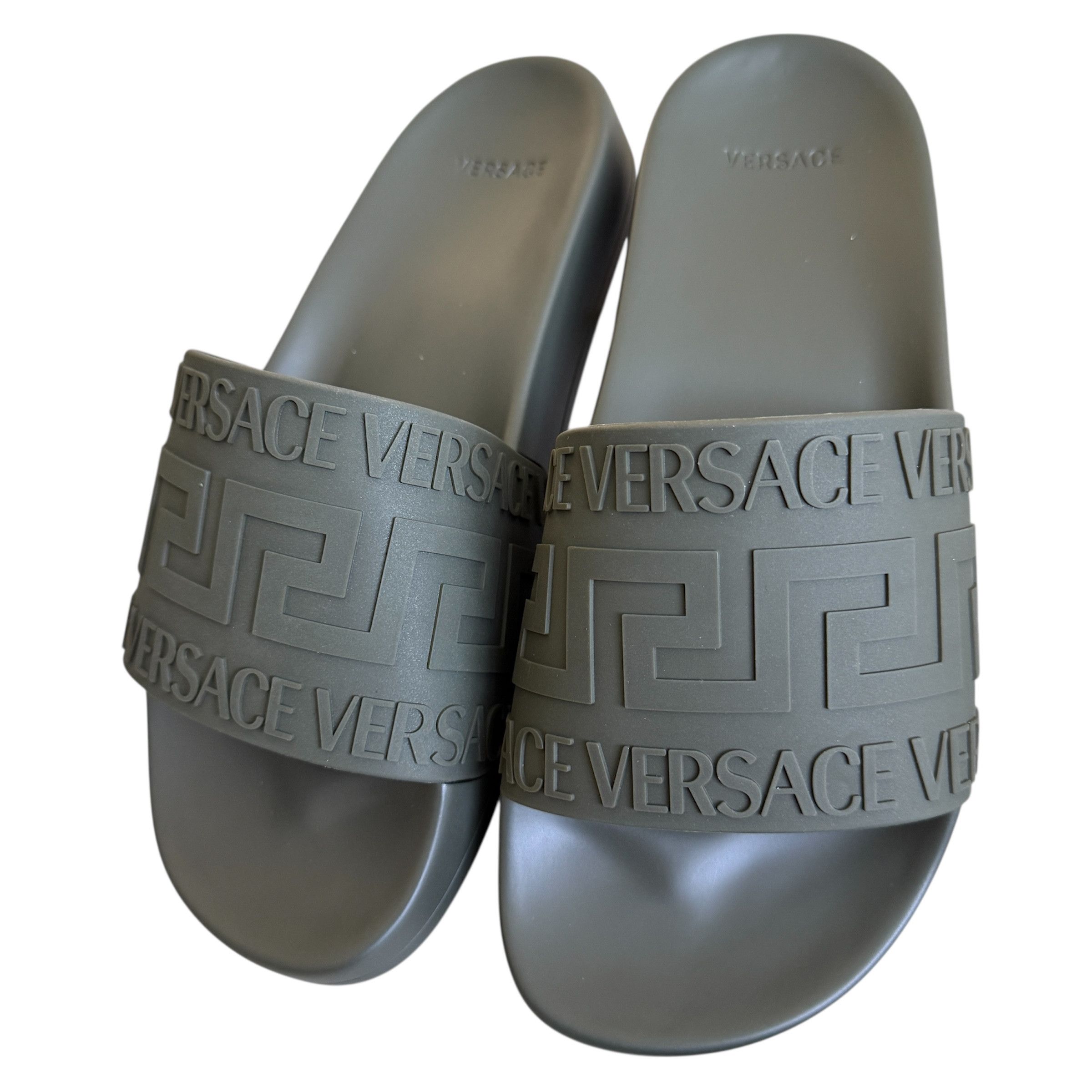 Versace Versace 1006272 Men's Green Greca Gomma Pool Slide, sizes 41 Size US 8 / EU 41 - 8 Thumbnail