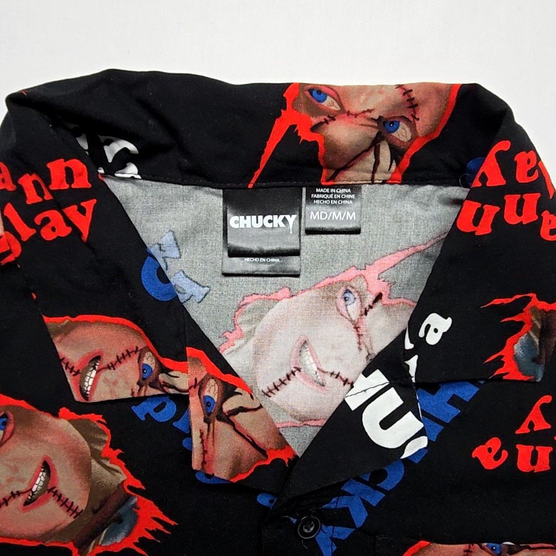 Other Chucky Horror Movie Shirt Wanna Play AOP Medium Button Up Size US M / EU 48-50 / 2 - 6 Thumbnail