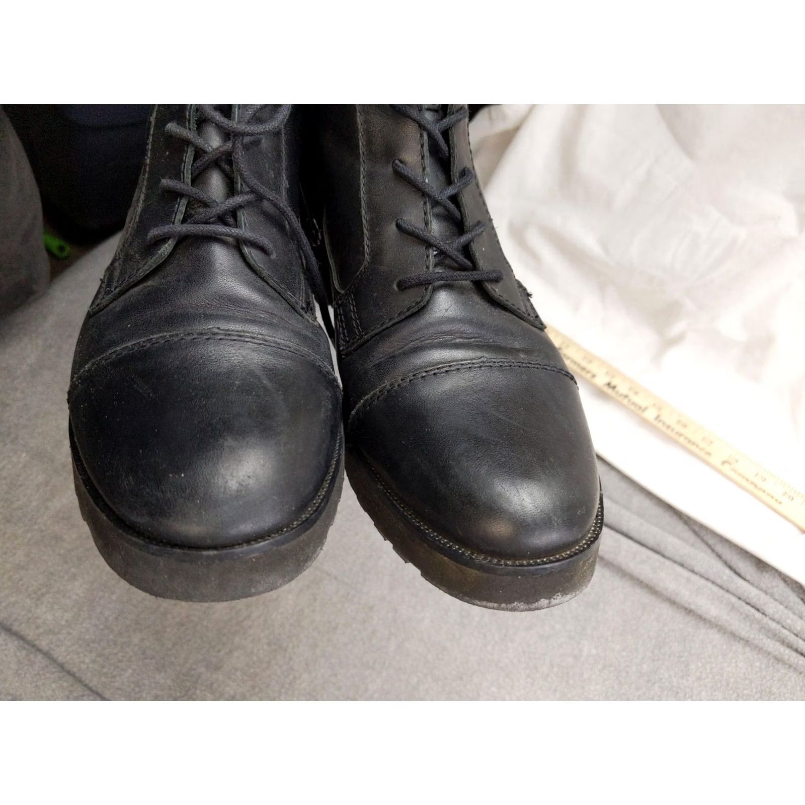 Franco Sarto Franco Sarto Boots Womens 8 Black Leather Ankle Combat Zip Buckle Booties Size US 8 / IT 38 - 4 Thumbnail