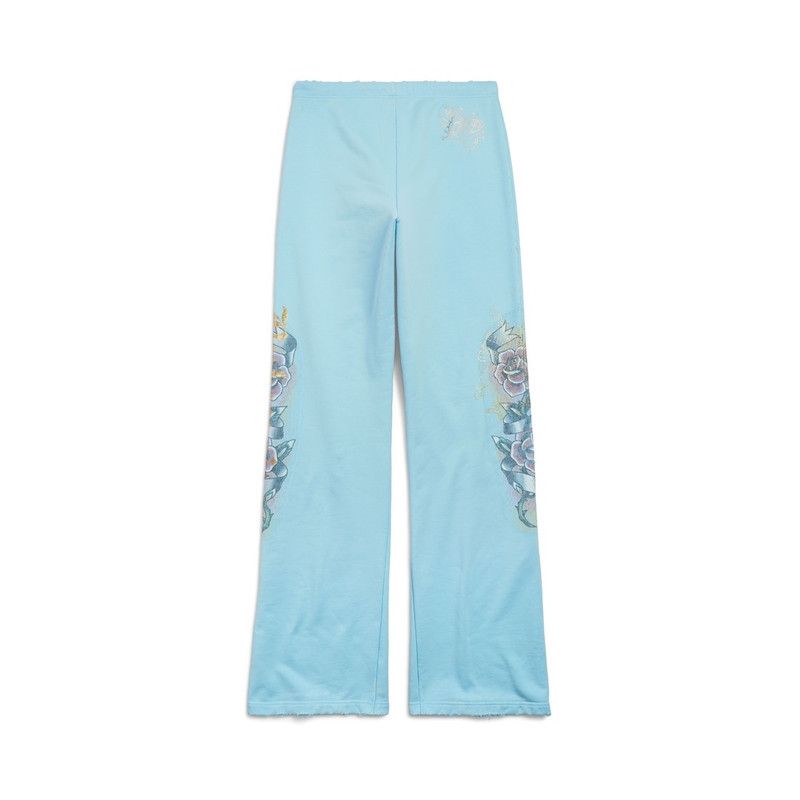 Balenciaga o1tr1nto0426 Tacky Tattoo Flared Sweatpants in Light Blue Size 27" / US 4 / IT 40 - 2 Thumbnail