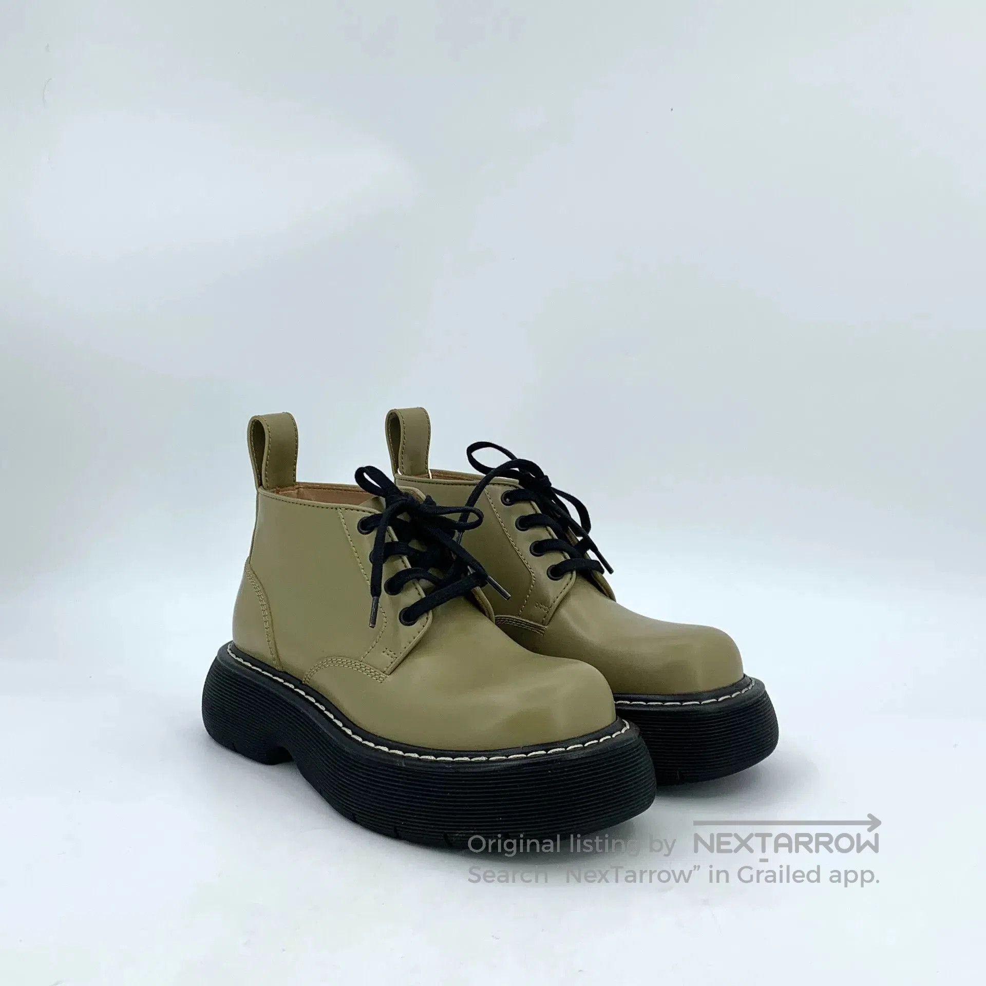 Bottega Veneta Bottega Veneta Olive Green Leather Flat Ankle Boots. Size US 5.5 / IT 35.5 - 2 Thumbnail