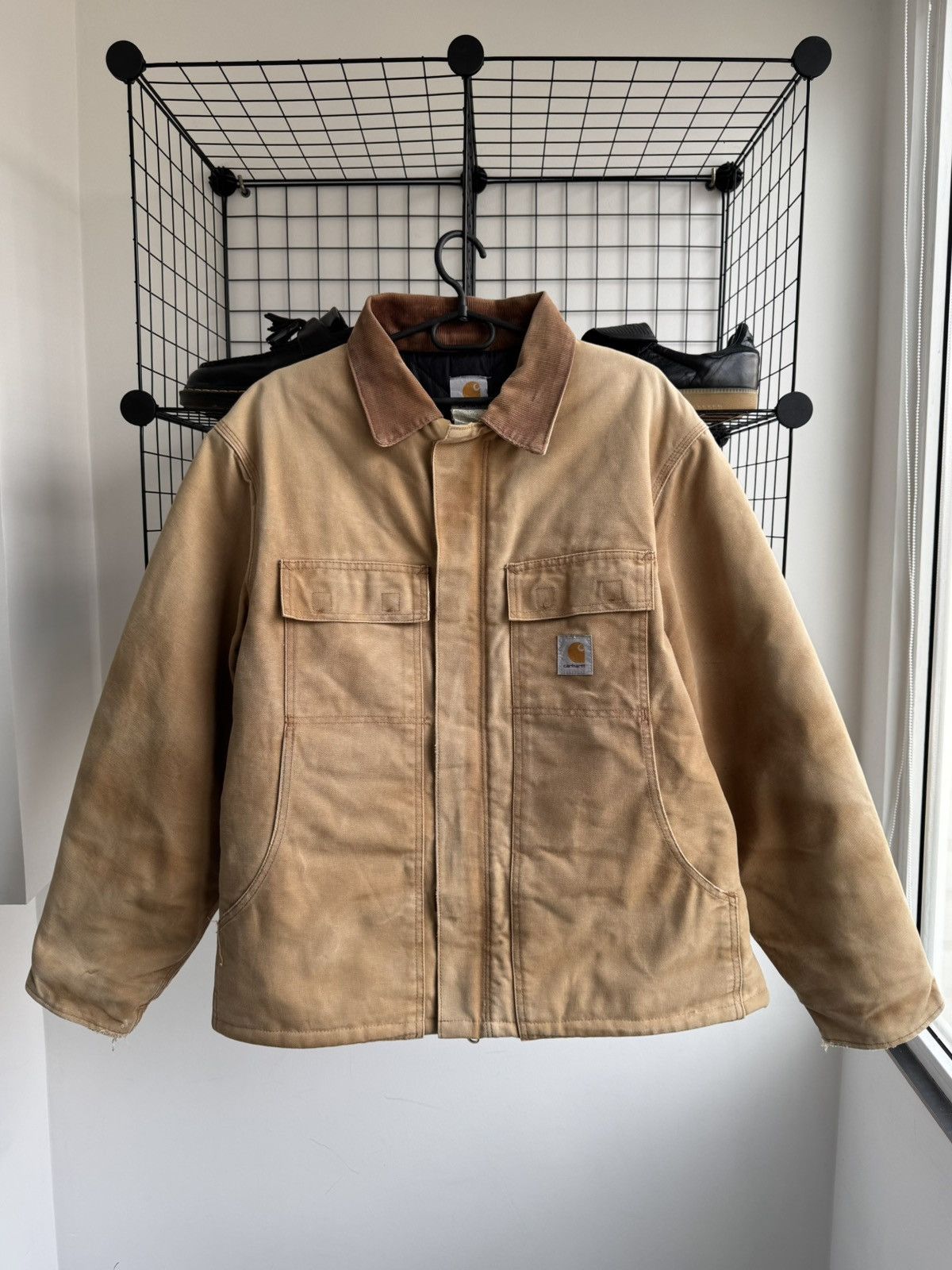 Vintage Carhartt Detroit Distressed Beige Jacket
