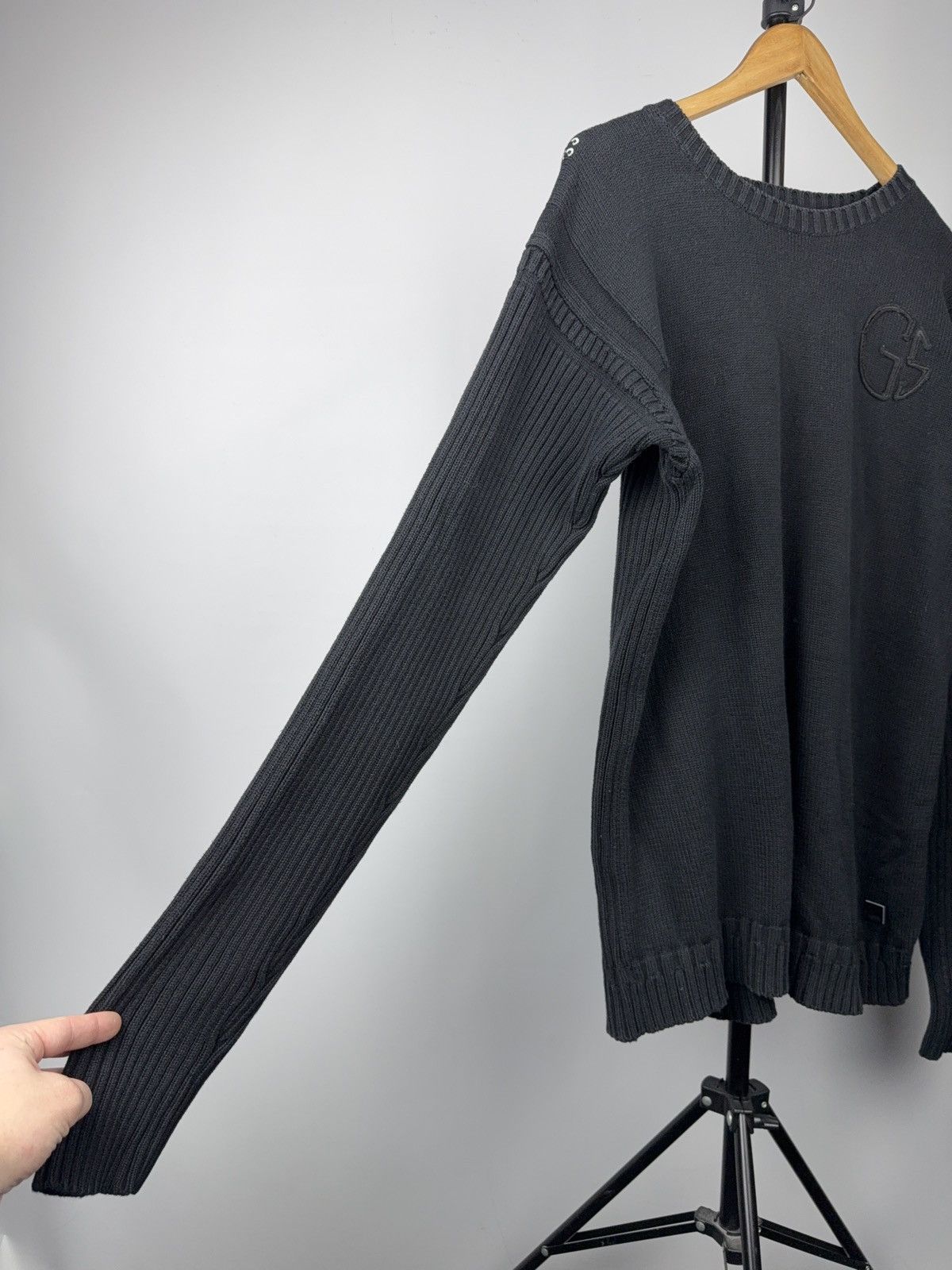 G-Star Avant Garde 00s G-Star RAW Black Knit Sweater Embossed Logo Size US XL / EU 56 / 4 - 8 Thumbnail