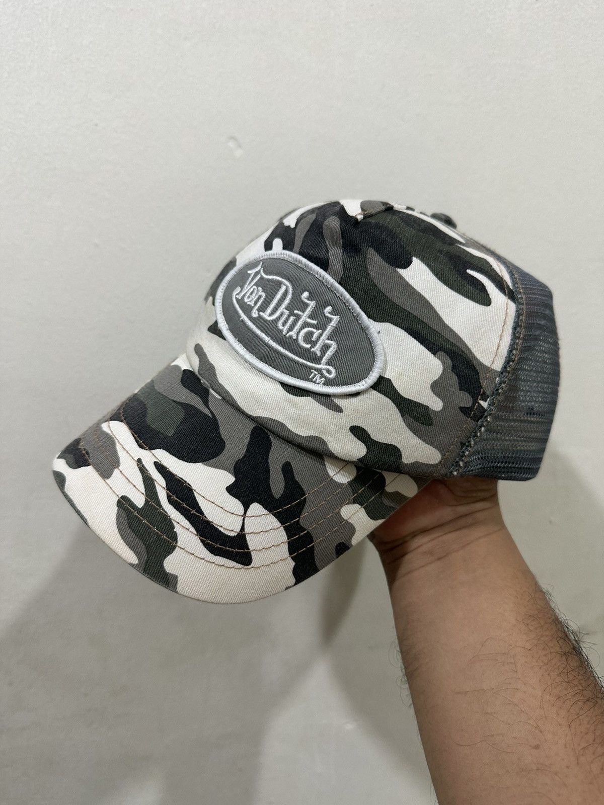 Vintage Vtg Von Dutch Camo Trucked Hat in Gray, Men's