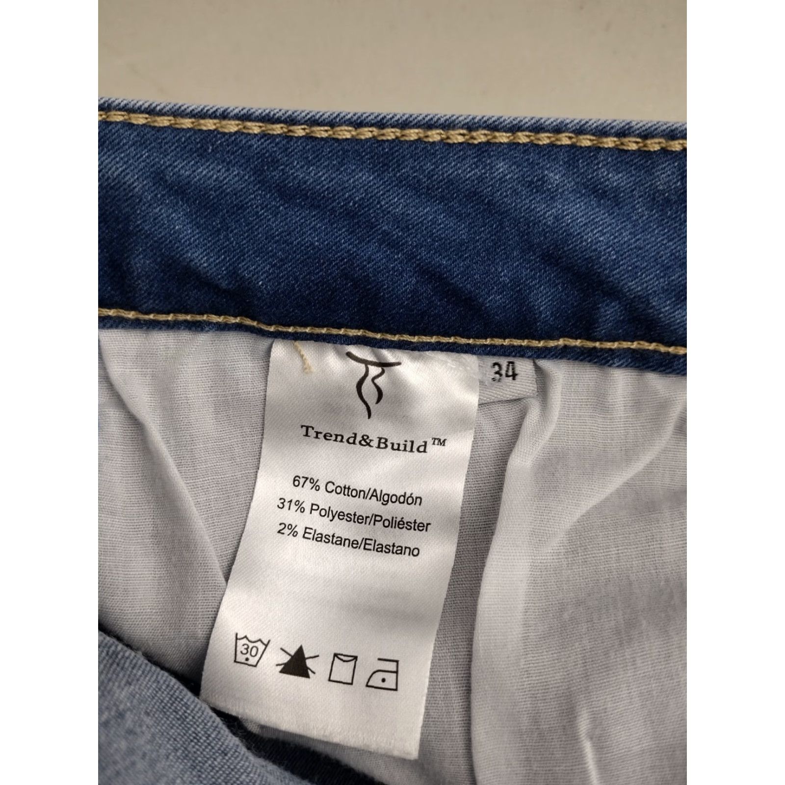 Denime Trend & Build Jeans Women 34 Light Denim 5-Pocket Whiskering Skinny Slim Stretch Blue Heather (If you consider color as Light Blue) Size 24" / US 00 / IT 34 - 5 Thumbnail