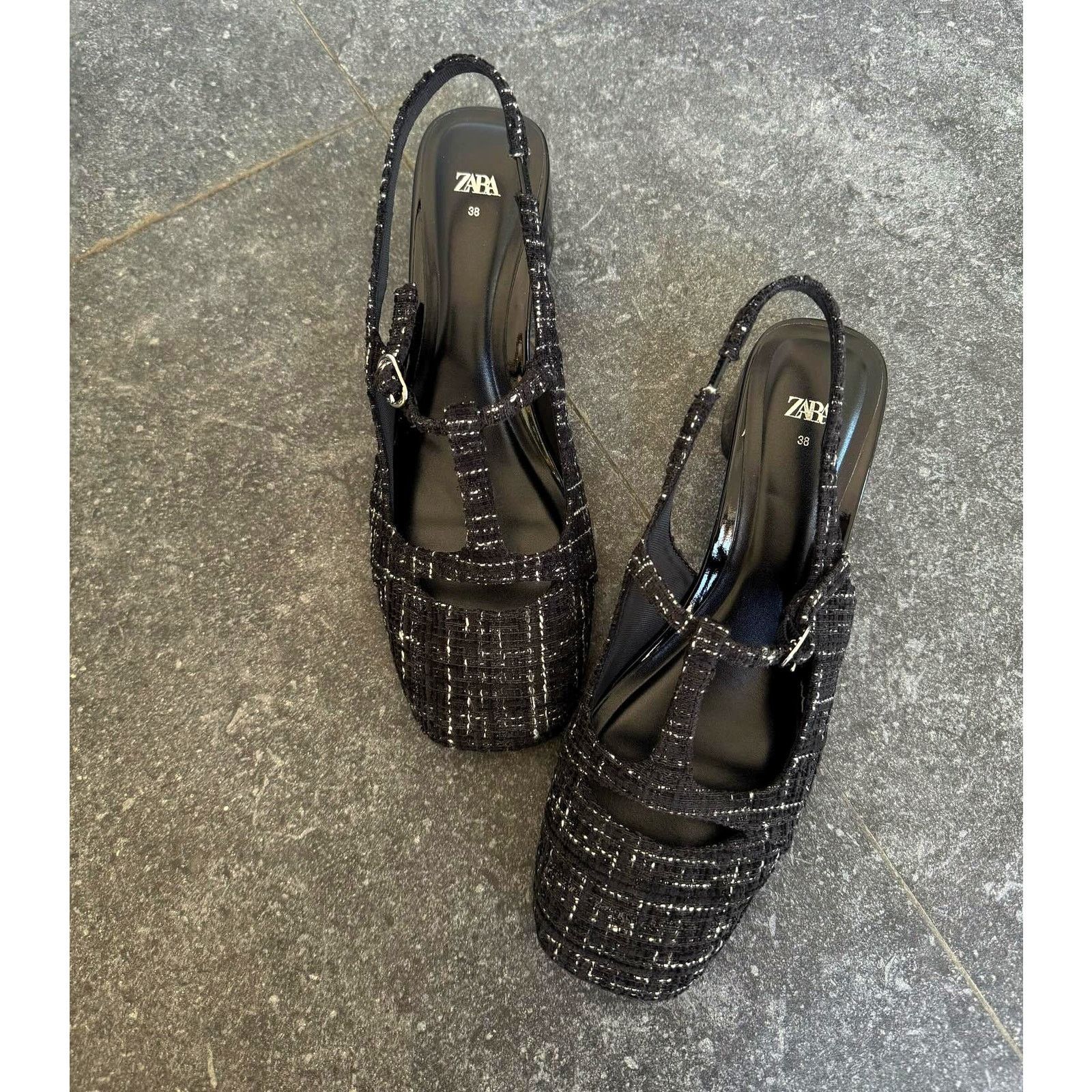 Zara RARE!!! ZARA Textured Slingbacks NWT Size US 8 / IT 38 - 3 Thumbnail