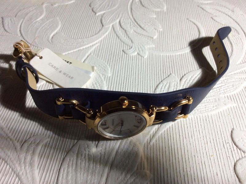 Fossil Fossil ladies navy leather strap watch Size ONE SIZE - 10 Thumbnail