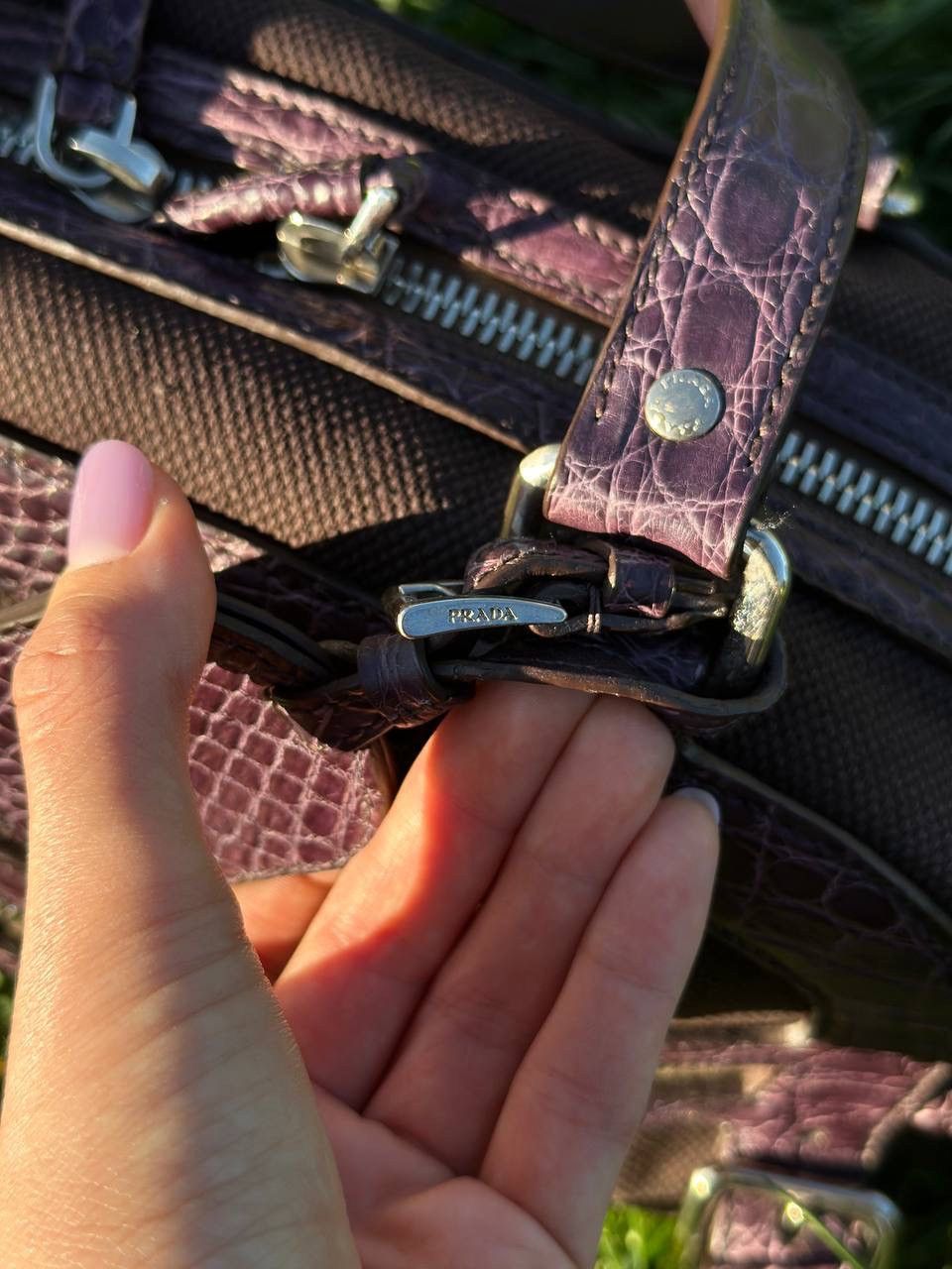 Prada Rare Bag - Prada Bowling crocodile Handbag Purple - Vintage Size ONE SIZE - 10 Thumbnail