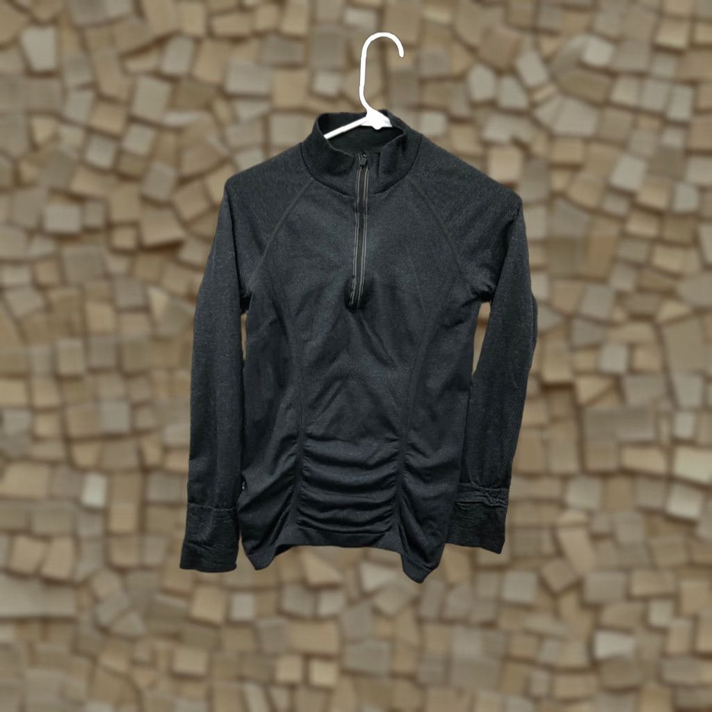 Athleta Athleta 1/4 Zip Mock Neck Scrunched Side Black Pullover Women's Size Small S Size S / US 4 / IT 40 - 1 Thumbnail