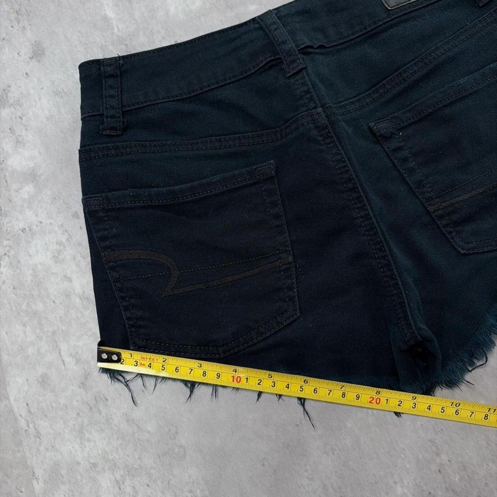 American Eagle Outfitters Y2K Black American Eagle Grunge Gothic Mini Denim Shorts Size 42" / US 20 - 8 Thumbnail