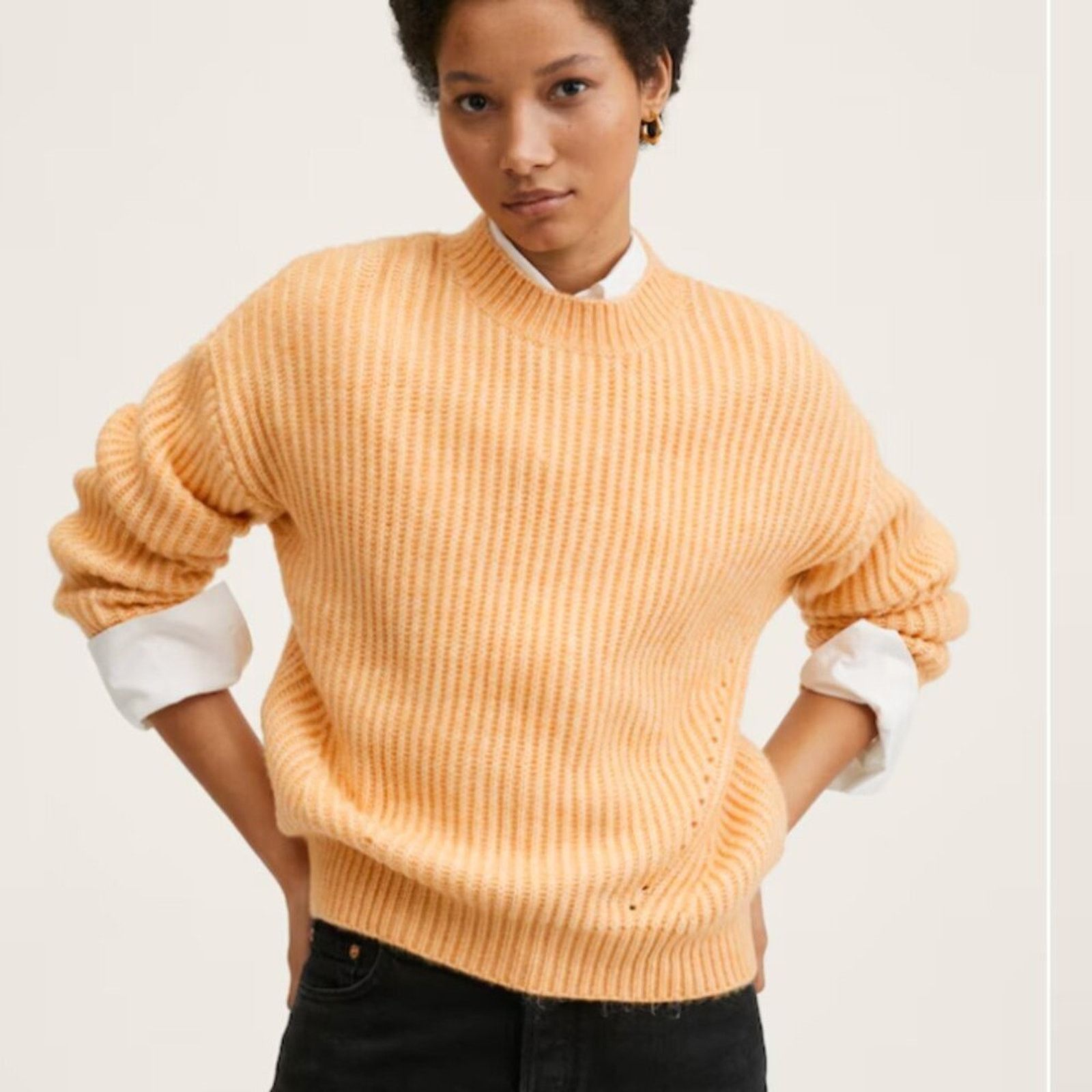 Mango Mango MNG Peach Orange Chunky Knit Sweater NWT Plus 3XL Size 3XL / US 20-22 - 2 Thumbnail
