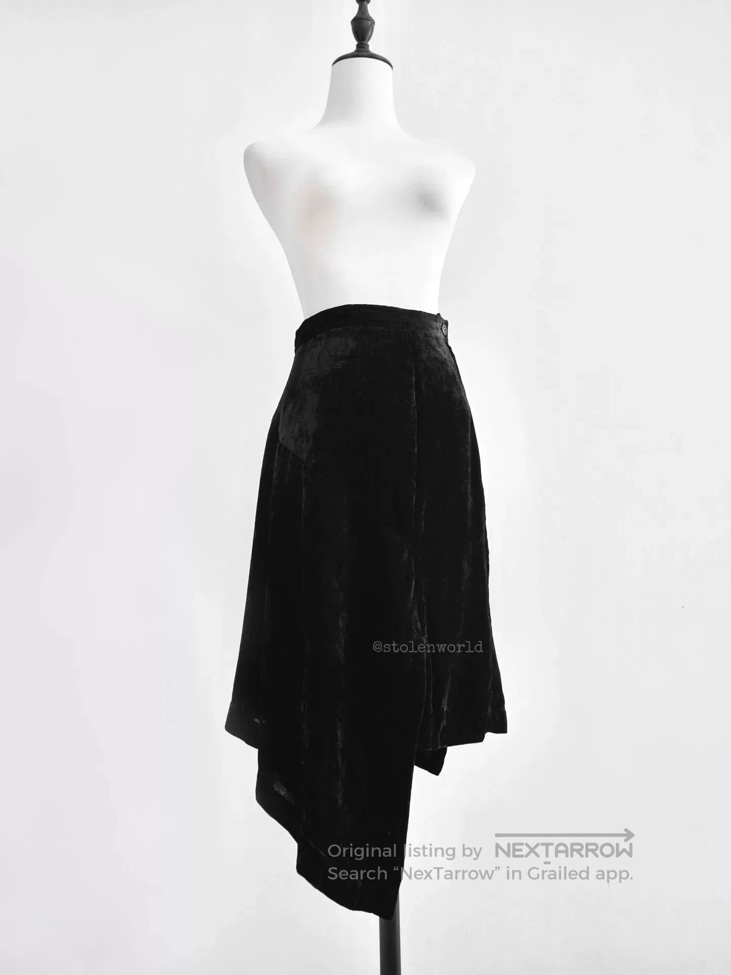 Comme des Garcons black velvet irregular hem skirt. Size 22" - 7 Thumbnail