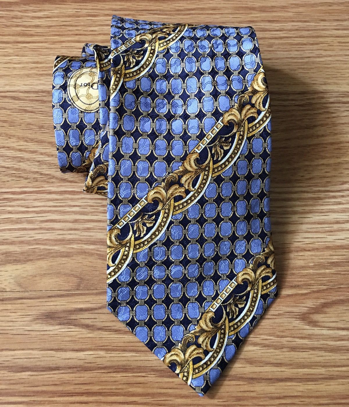 Christian Dior Monsieur Christian Dior Blue Vintage Jacquard Silk Mens Neck Tie Size ONE SIZE - 1 Thumbnail