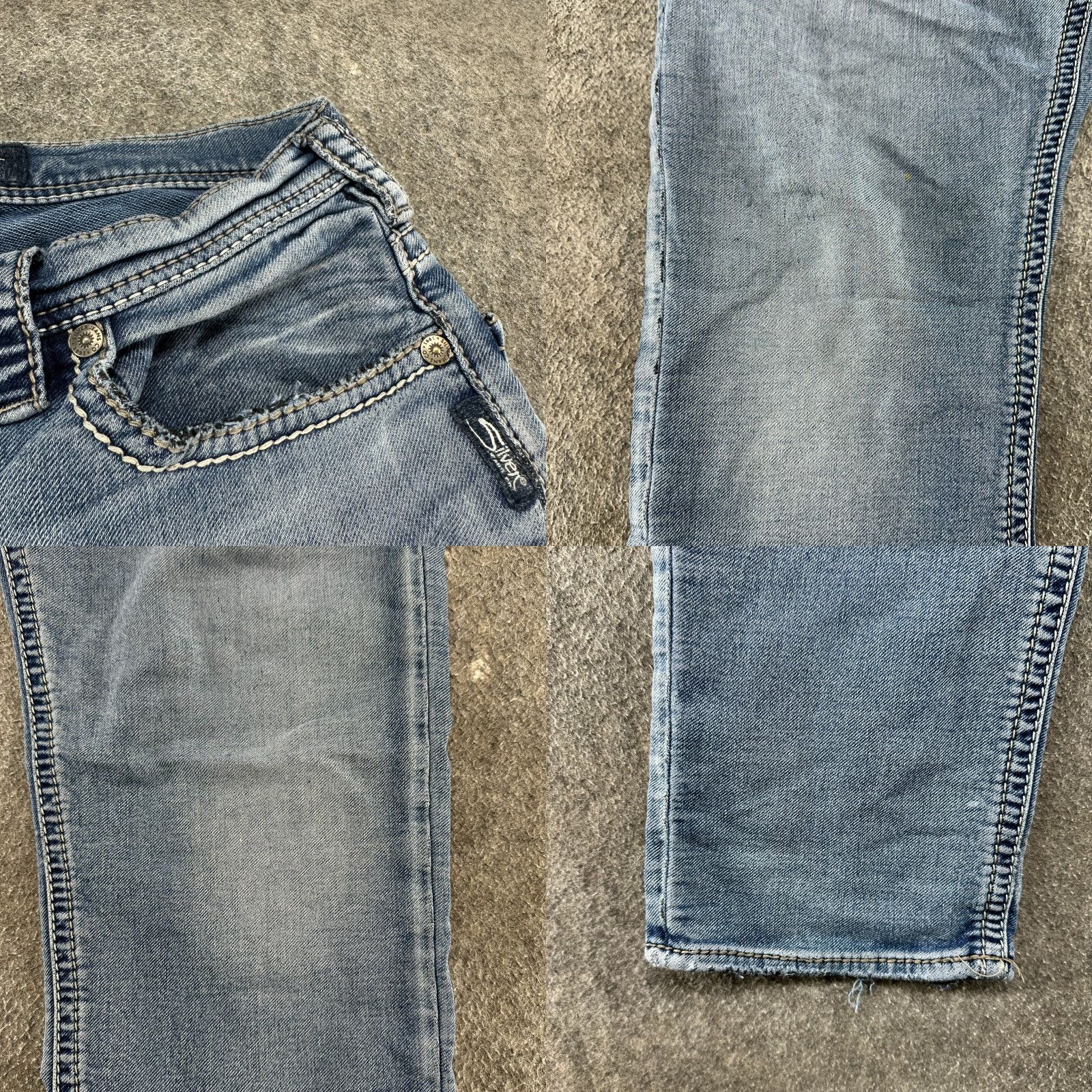 Silver Jeans Co. Silver Jeans Mens 30x32 Jeans Blue Regular Straight Distressed 5-Pocket Denim Cotton Polyester Size US 30 / EU 46 - 8 Thumbnail