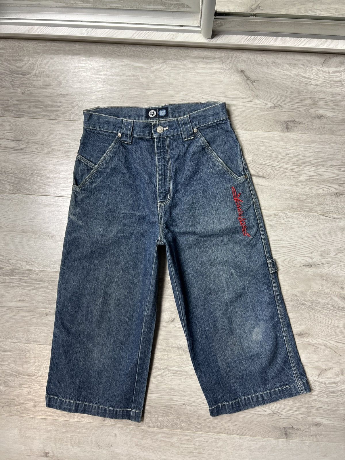 Japanese Brand × Rap Tees × Vintage Vintage Download Long Denim Shorts With Logo Carpenter Jeans Size US 28 / EU 44 - 10 Thumbnail