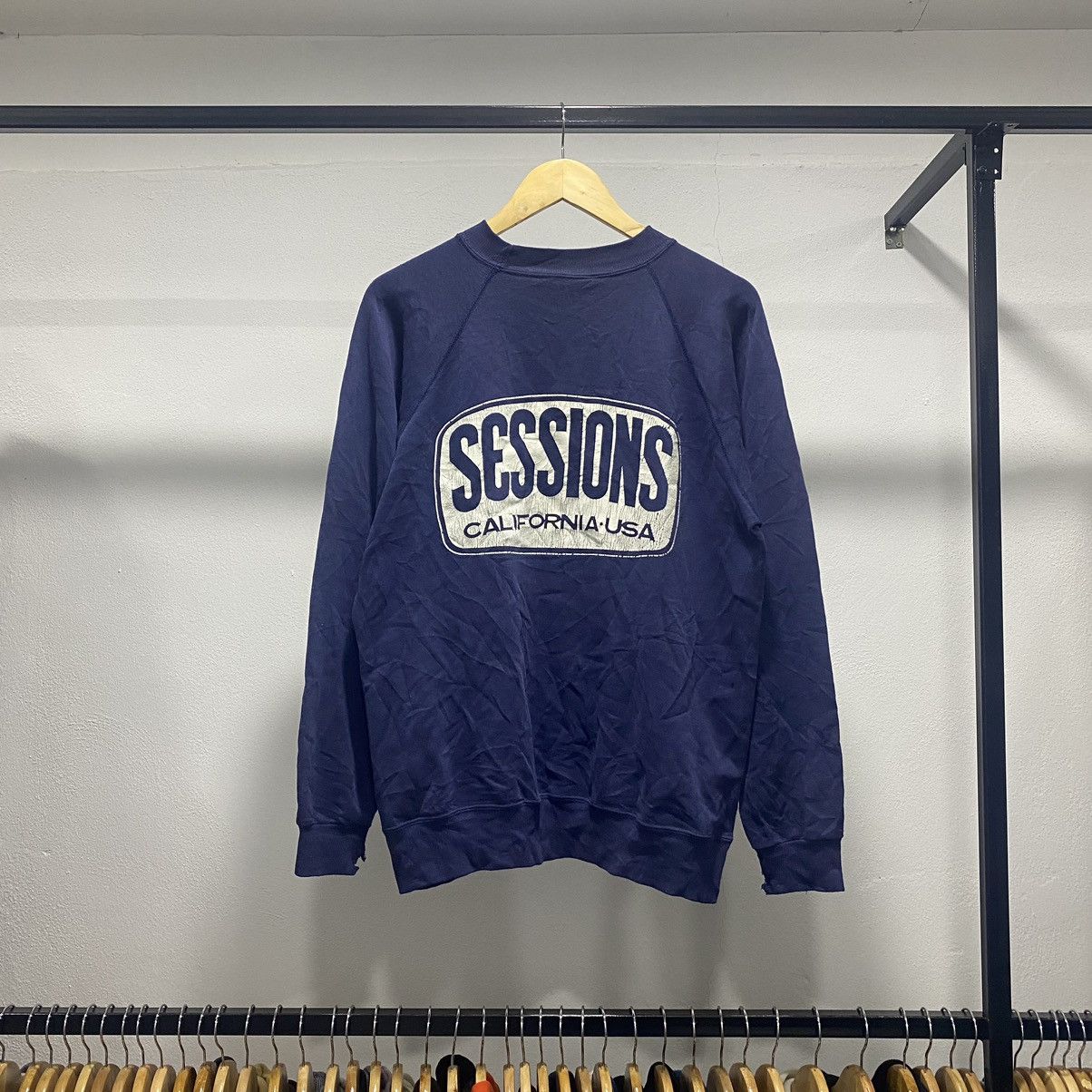 Sessions × Shorty's Skateboards × Vintage Rare💥 Vintage 80s Sessions Skate Distress Sweater Rayon Size US L / EU 52-54 / 3 - 1 Thumbnail