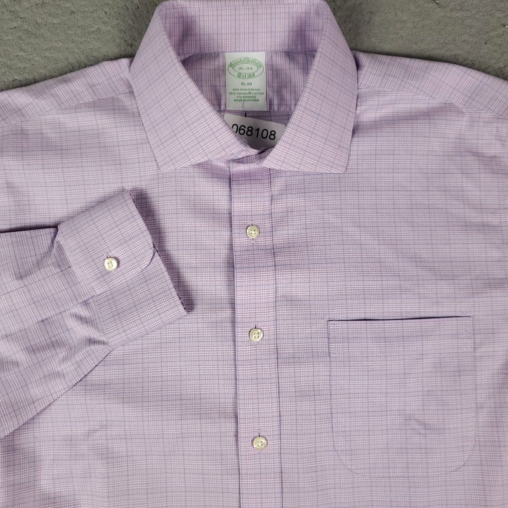 Brooks Brothers Brooks Brothers Shirt Mens 16 Purple Plaid Slim Dress Button Up Long Sleeve Size 42R - 2 Thumbnail