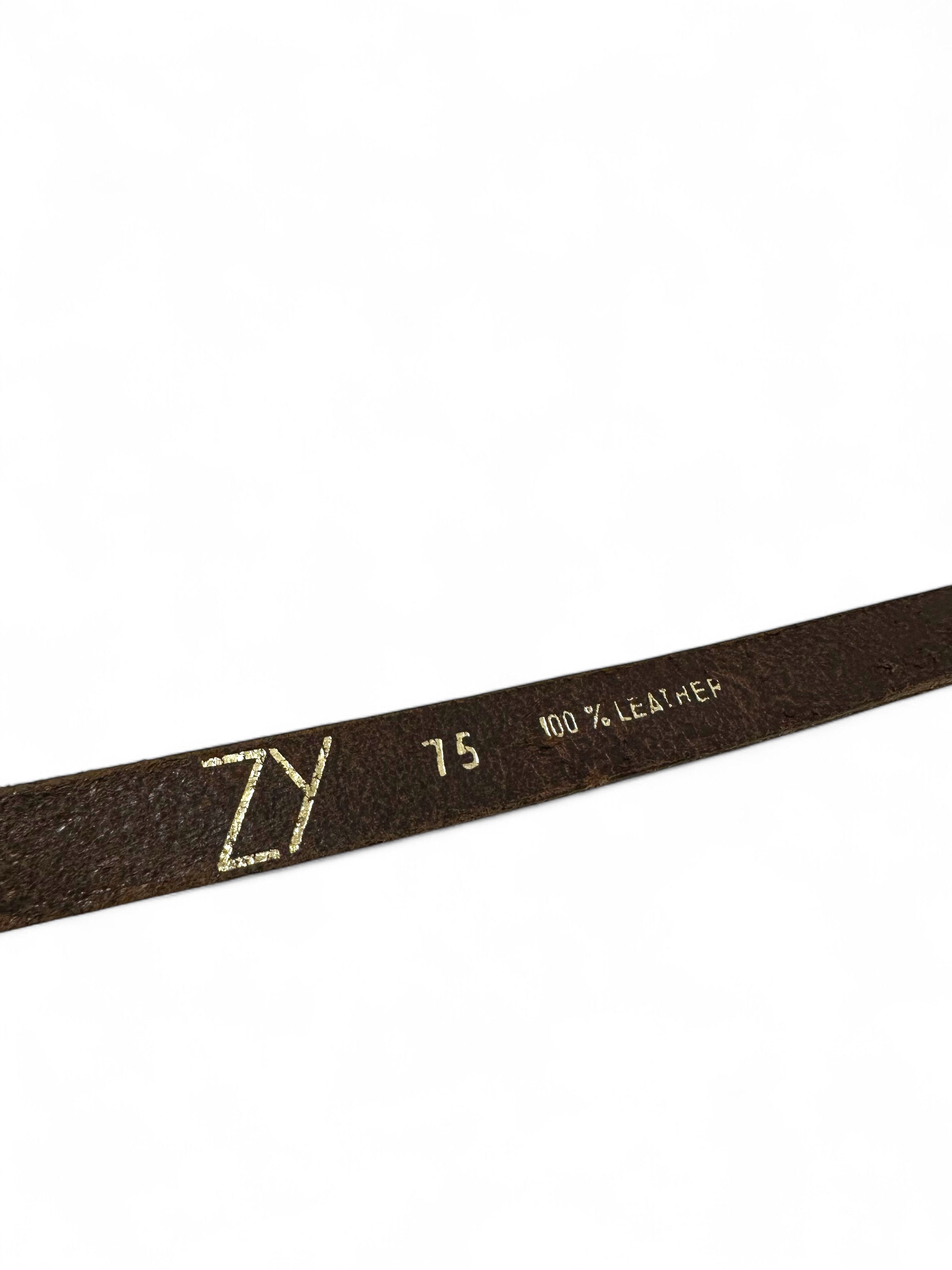 Vintage Vintage Brown Leather Skinny Belt (S) Size ONE SIZE - 6 Thumbnail