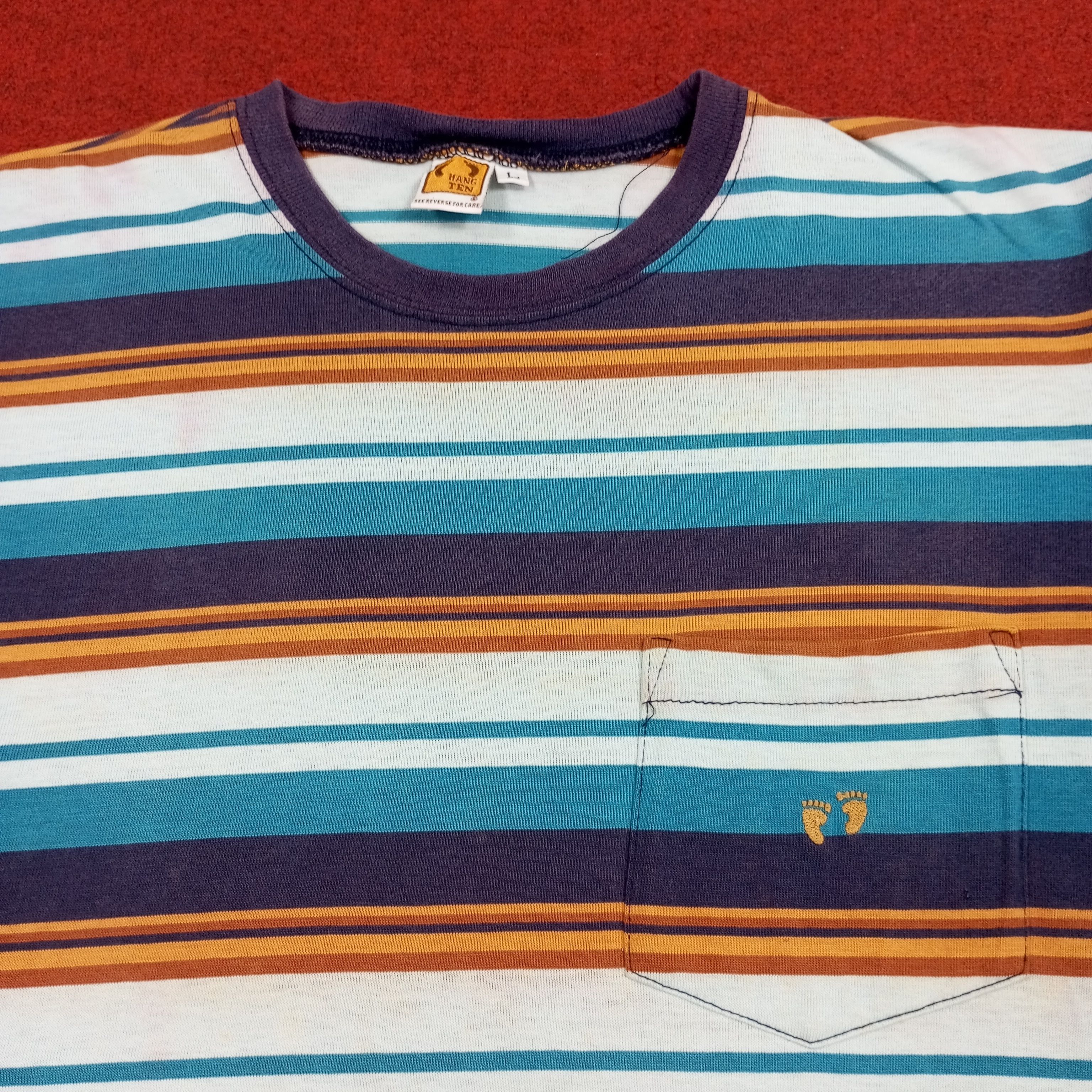 Hang Ten × Vintage Hang Ten Pocket Stripes Design Tshirt Size US L / EU 52-54 / 3 - 2 Thumbnail