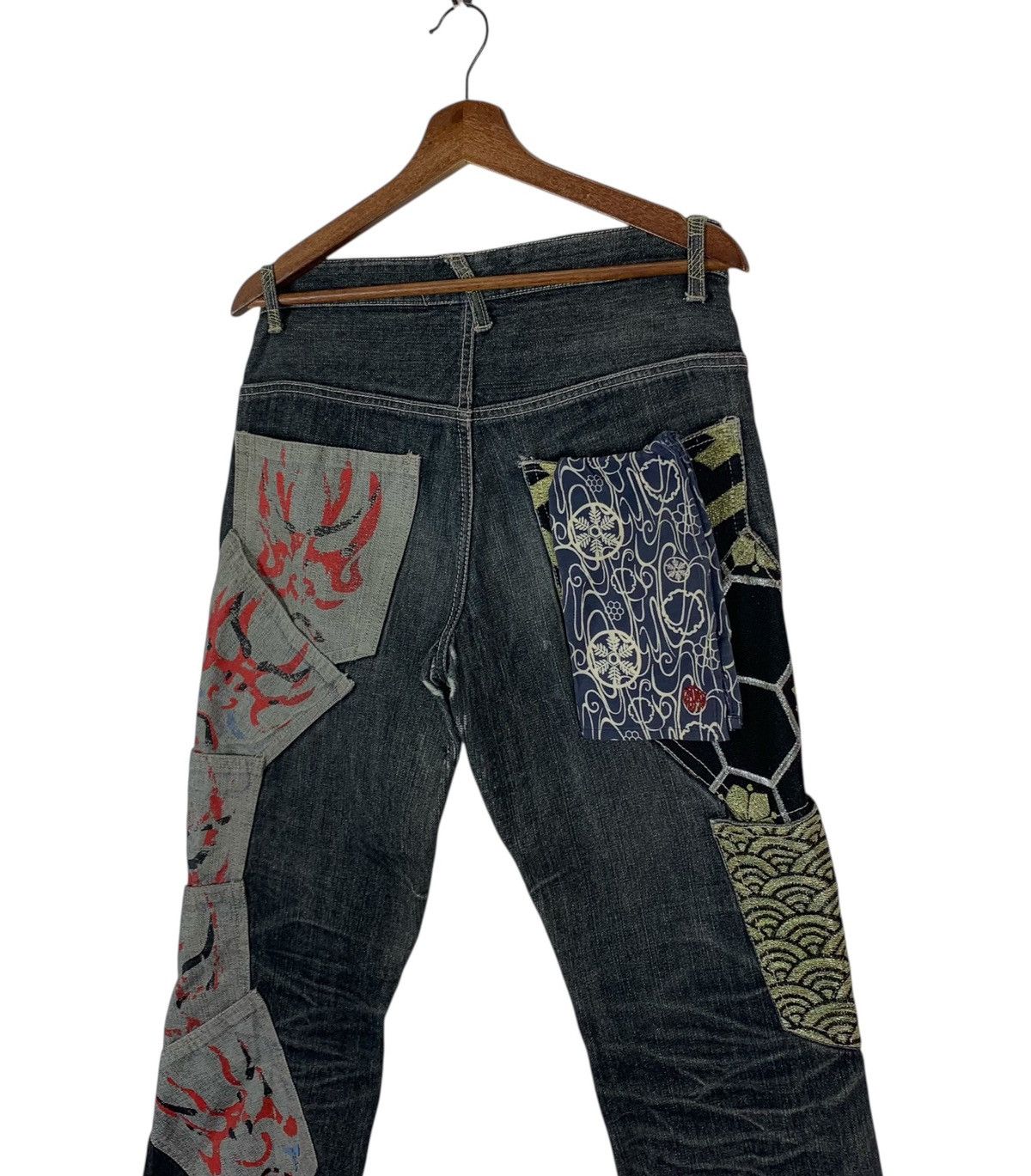 Kapital JAPANESE BRAND GUMU STYLE PATCHWORK POCKET DENIM PANTS Size US 30 / EU 46 - 3 Thumbnail