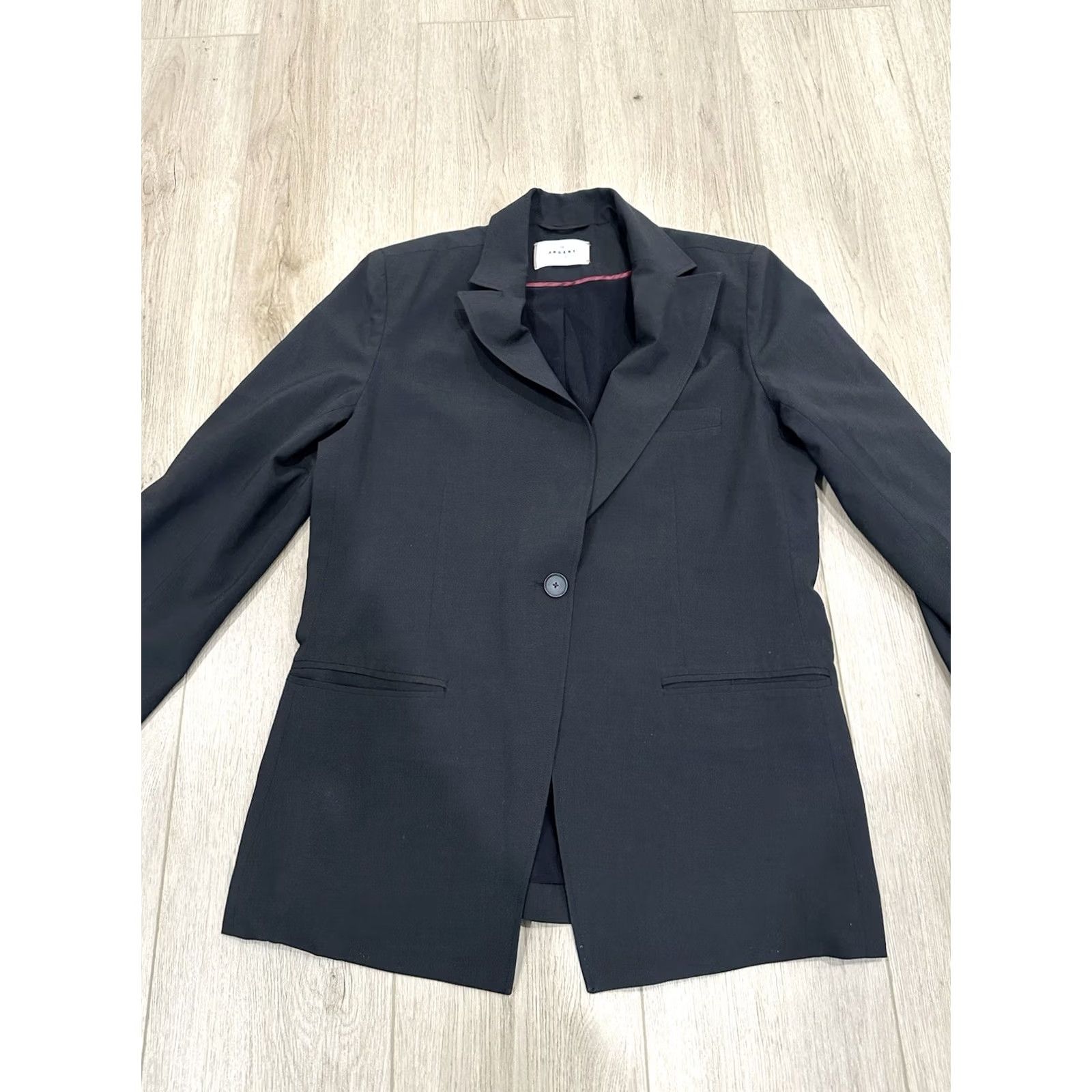 Vintage Argent Blazer Coat Jacket One-Button Black Wool Size 12 Women USA Dressy Casual Workwear Long Sleeve Size XL / US 12-14 / IT 48-50 - 3 Thumbnail