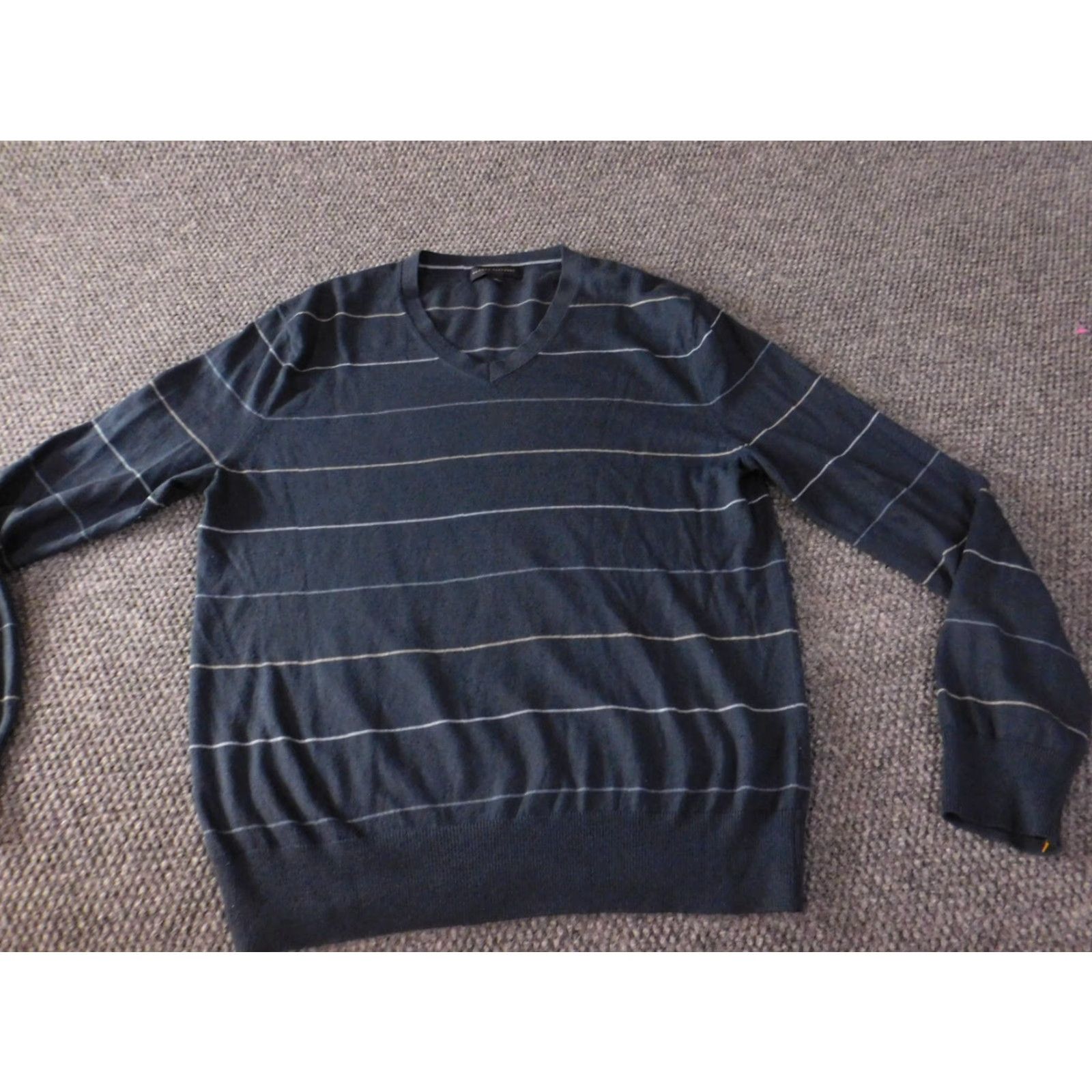 Banana Republic Banana Republic Mens Sweater Long Sleeve Crew Neck Pullover Striped Blue M Regular Knit Cotton Nylon Silk Size US M / EU 48-50 / 2 - 4 Thumbnail