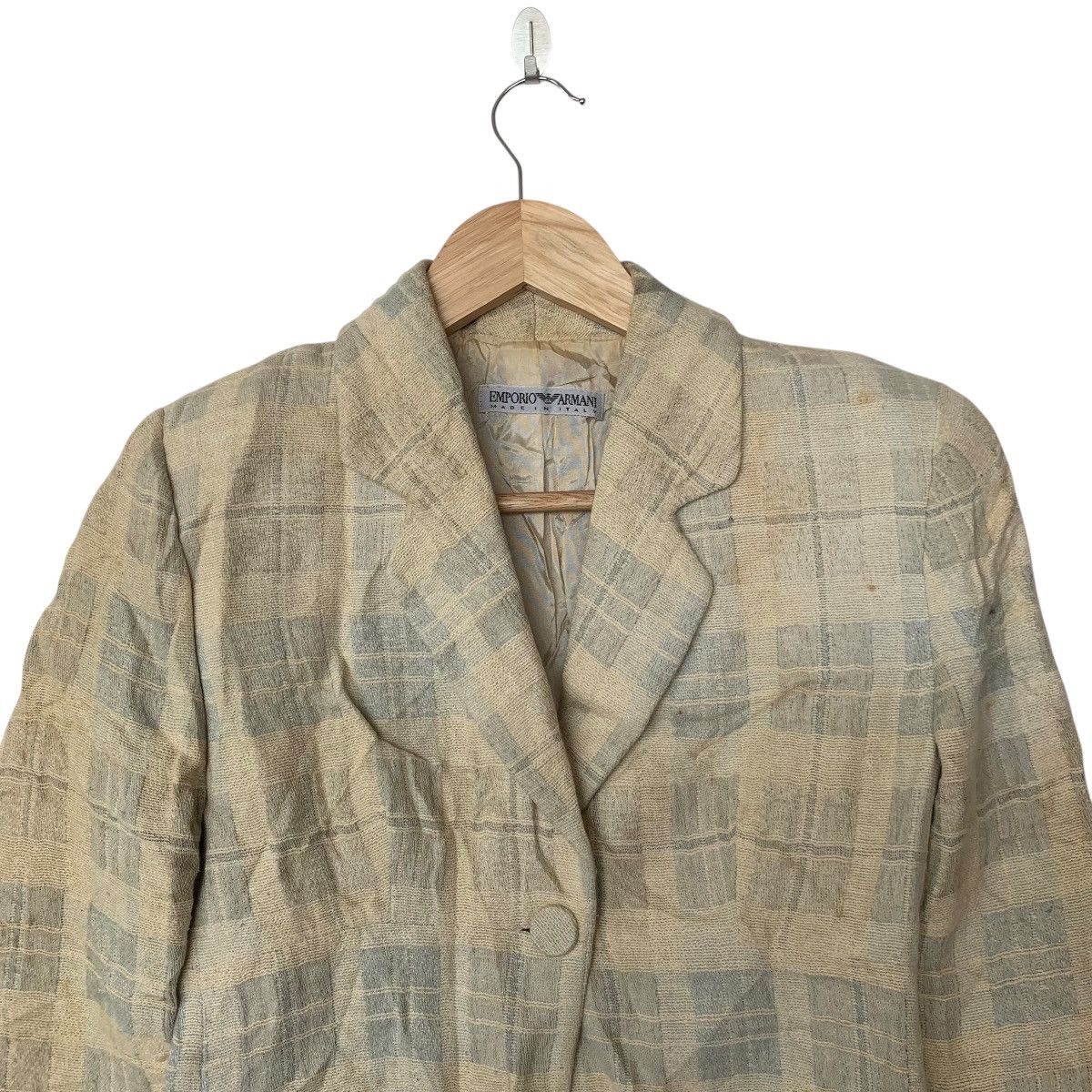 Emporio Armani EMPORIO ARMANI Made In ITALY Checkered Plaids Wool Blazer Size 36R - 2 Thumbnail