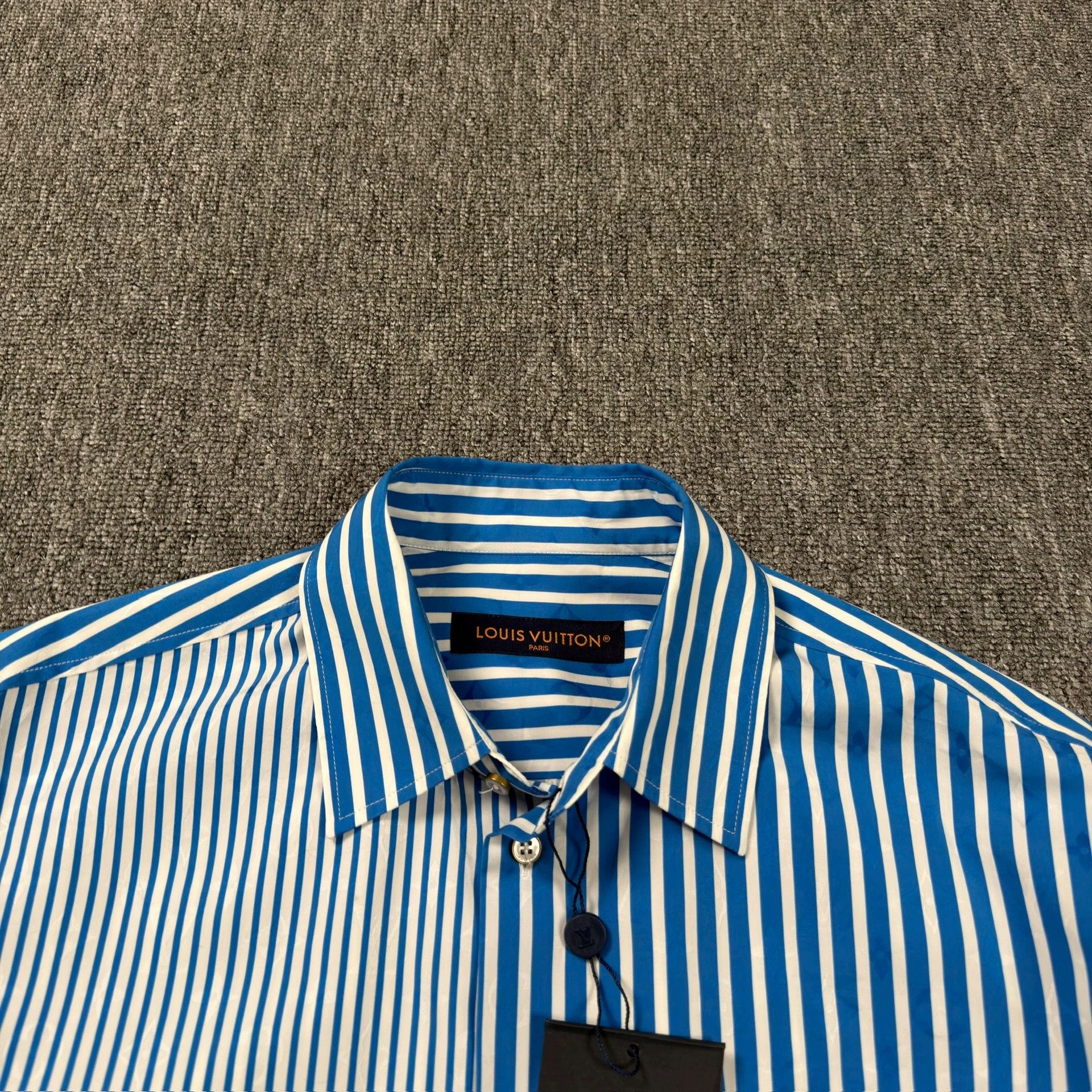 Louis Vuitton LV 25 Blue Striped Patchwork Shirt Size US M / EU 48-50 / 2 - 3 Thumbnail
