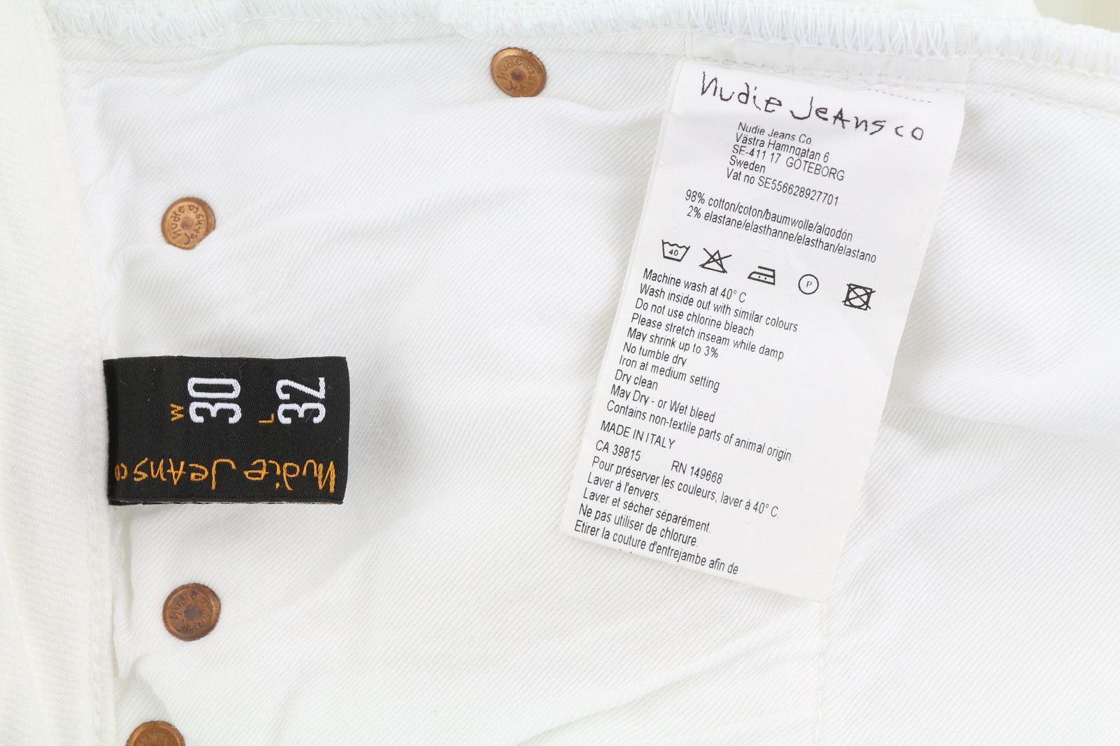 Nudie Jeans SKINNY LIN W30/L32 Denim Blazing White Zip Jeans 83642 Size US 30 / EU 46 - 6 Thumbnail