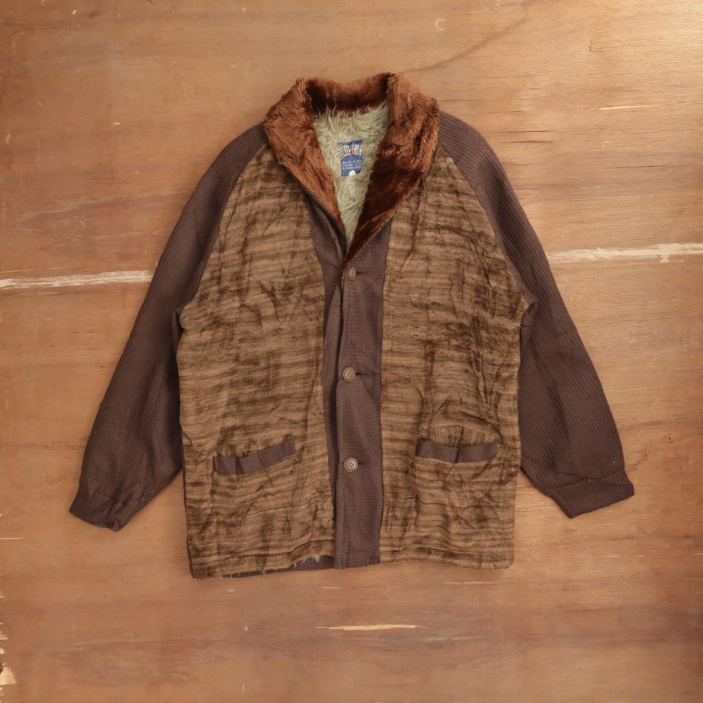 Pre-owned Hysteric Glamour X Le Grande Bleu L G B Vintage 50s Elite Foam Fuzzy Fur Faux Cardigan Jacket In Brown