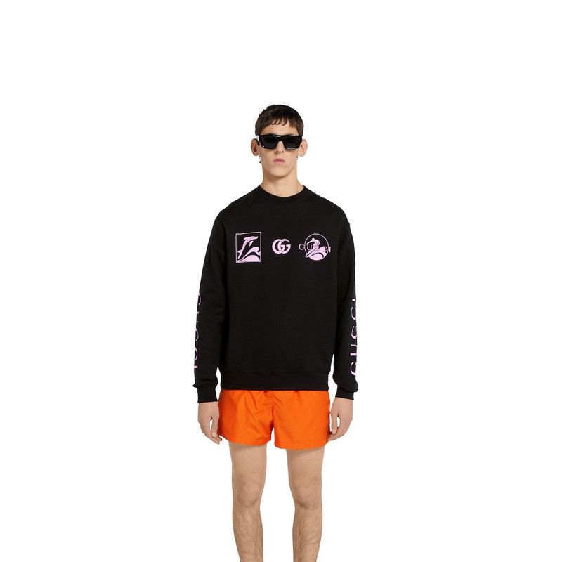 Gucci oc11z0226 Printed Cotton Sweatshirt in Black Size US XXL / EU 58 / 5 - 4 Thumbnail