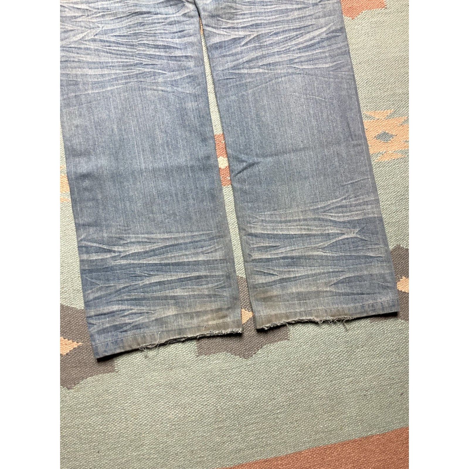Express VINTAGE Brooklyn Xpress Baggy Jeans Embroidered Grunge 34x34 Men Blue INSEAM 34 Size US 34 / EU 50 - 2 Thumbnail