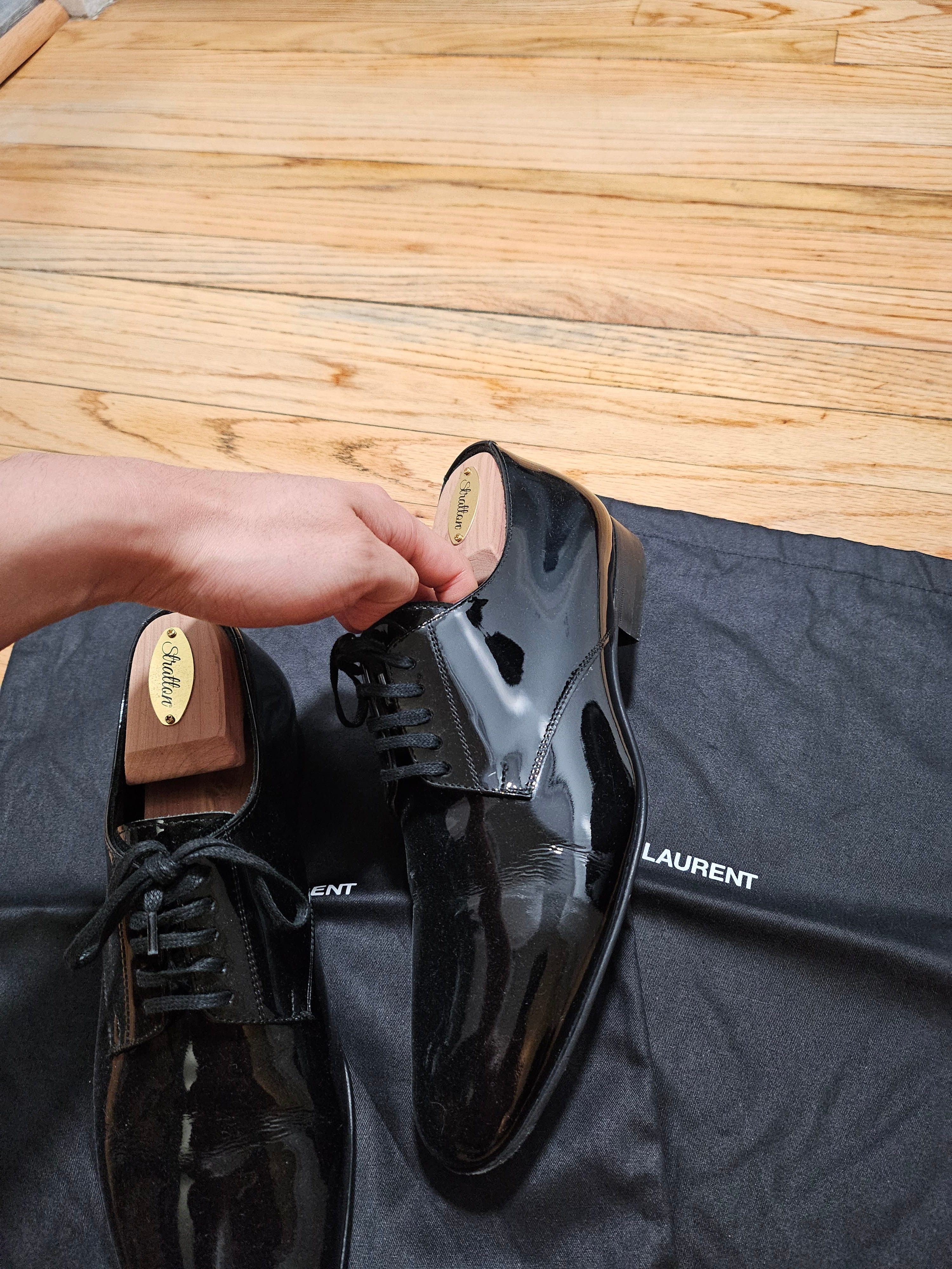 Saint Laurent Paris Saint Laurent Black Patent Leather Derby Dress Shoes EU 41 Size US 8 / EU 41 - 4 Thumbnail