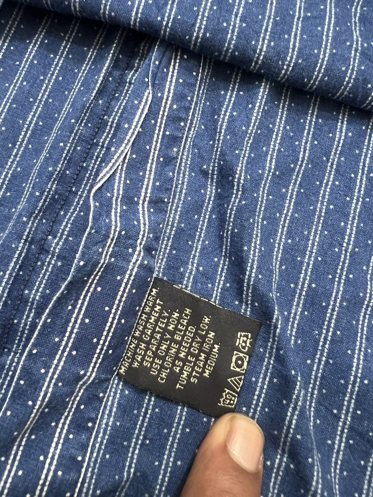 RRL Ralph Lauren 2000s RRL Double RL Pattern Hickory Stripe Collar Ls Shirt Size US L / EU 52-54 / 3 - 10 Thumbnail