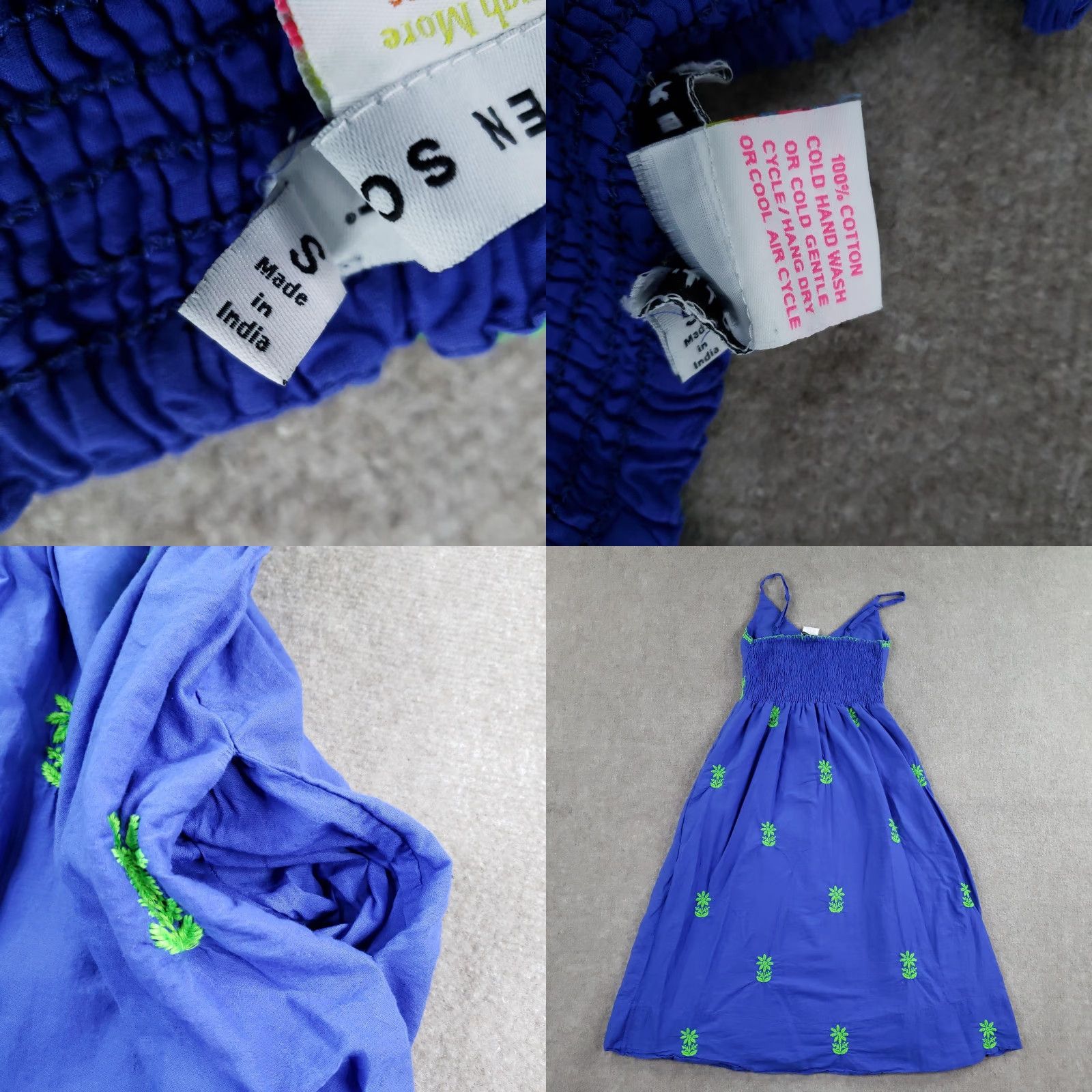Vintage Gretchen Scott Dress Womens Small Blue Embroidered Floral Sundress Size S / US 4 / IT 40 - 8 Thumbnail