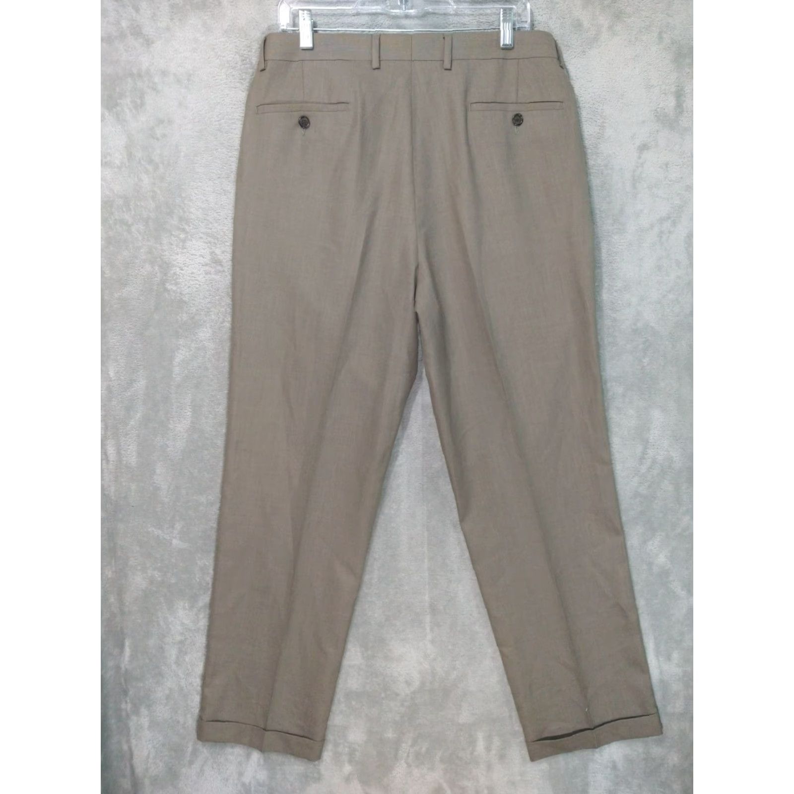 Ralph Lauren Ralph Lauren Dress Pants Mens 34x32 Beige Straight Leg Mid Rise Cuffed Pleated Dress Pants Mens Beige 34 Inseam 32 City Preppy Wedding Vintage: No Size US 34 / EU 50 - 2 Thumbnail