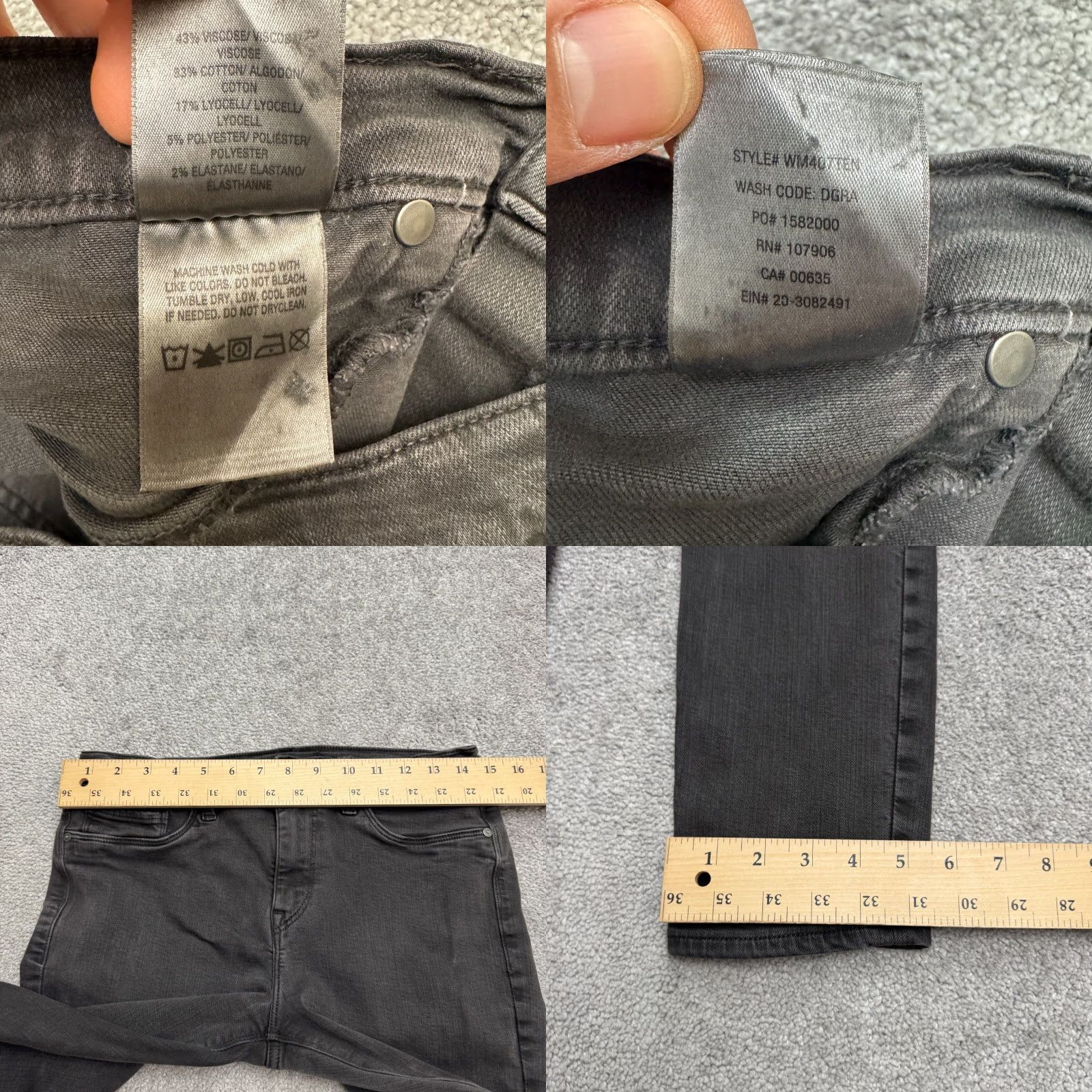 Hudson HUDSON Nico Jeans Womens 29 Dark Gray Washed Mid Rise Skinny Denim Zip Button 5-Pocket Stretch City Streetwear Size 29" - 8 Thumbnail