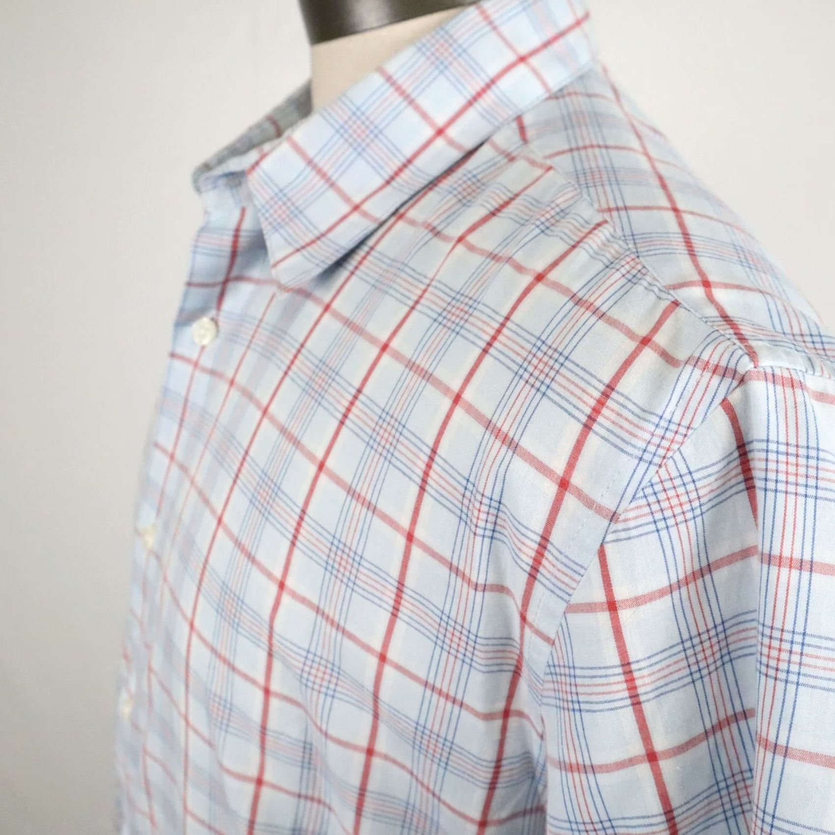 Vintage John Ashford Shirt Mens Large Blue Plaid Business Casual Button Up Short Sleeve Size US L / EU 52-54 / 3 - 2 Thumbnail