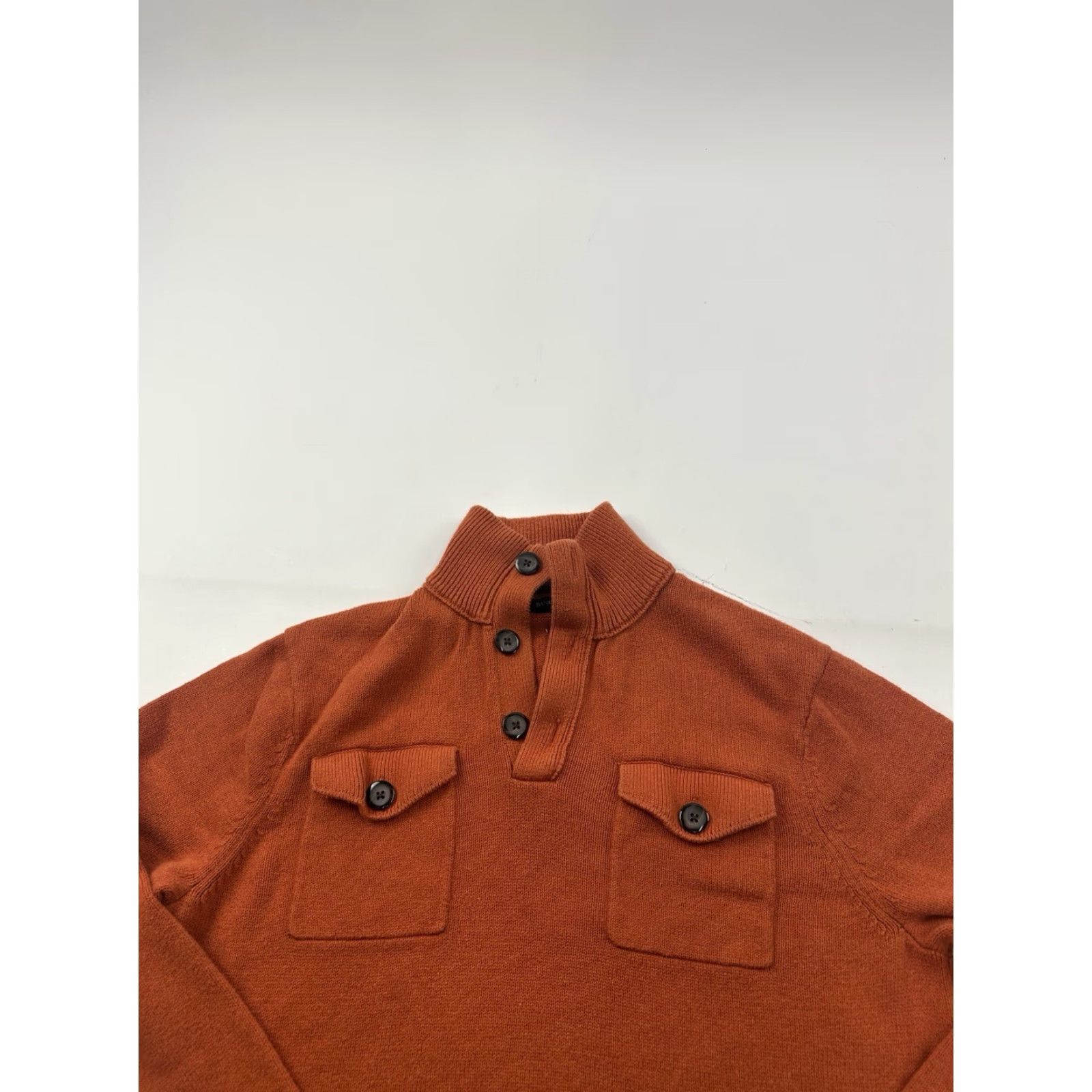 Banana Republic Banana Republic Sweater Mens Large Orange Mock Neck Knit Button Pullover Size US L / EU 52-54 / 3 - 2 Thumbnail