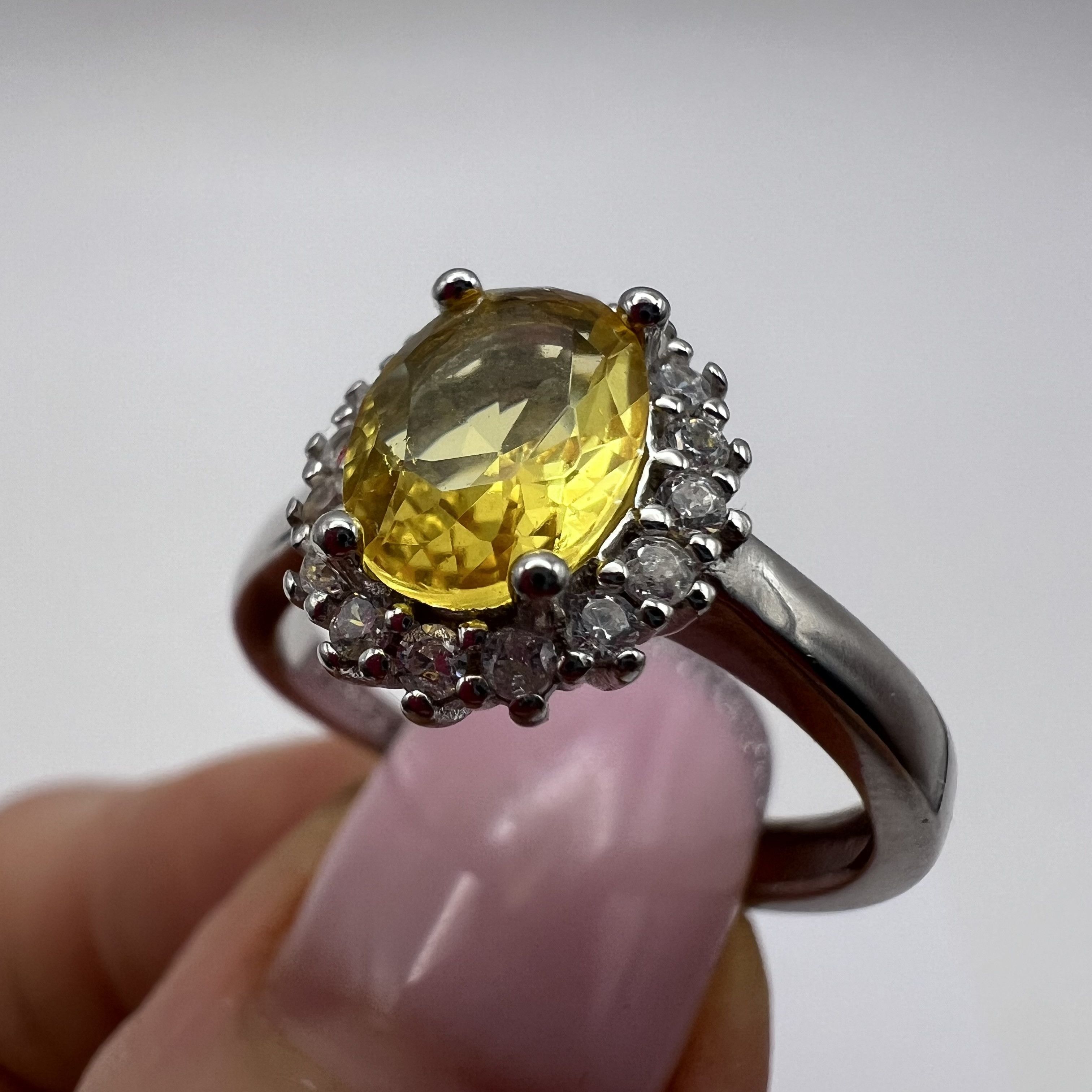 Other 925 Sterling Silver Citrine Ring Yellow Natural Gemstone Size ONE SIZE - 1 Thumbnail